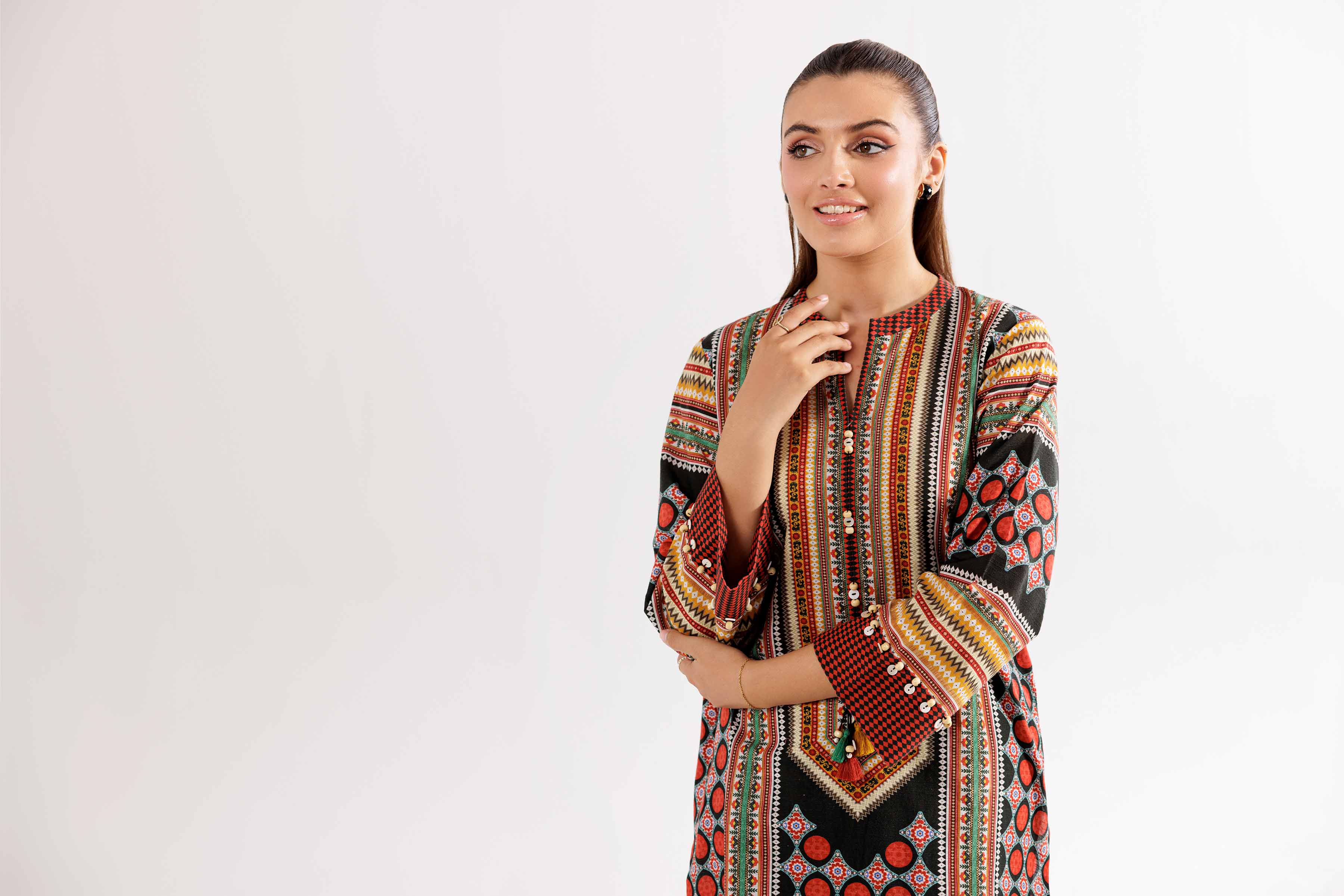 NishatUK - Brown Printed Khaddar 2-piece ready to wear Dress