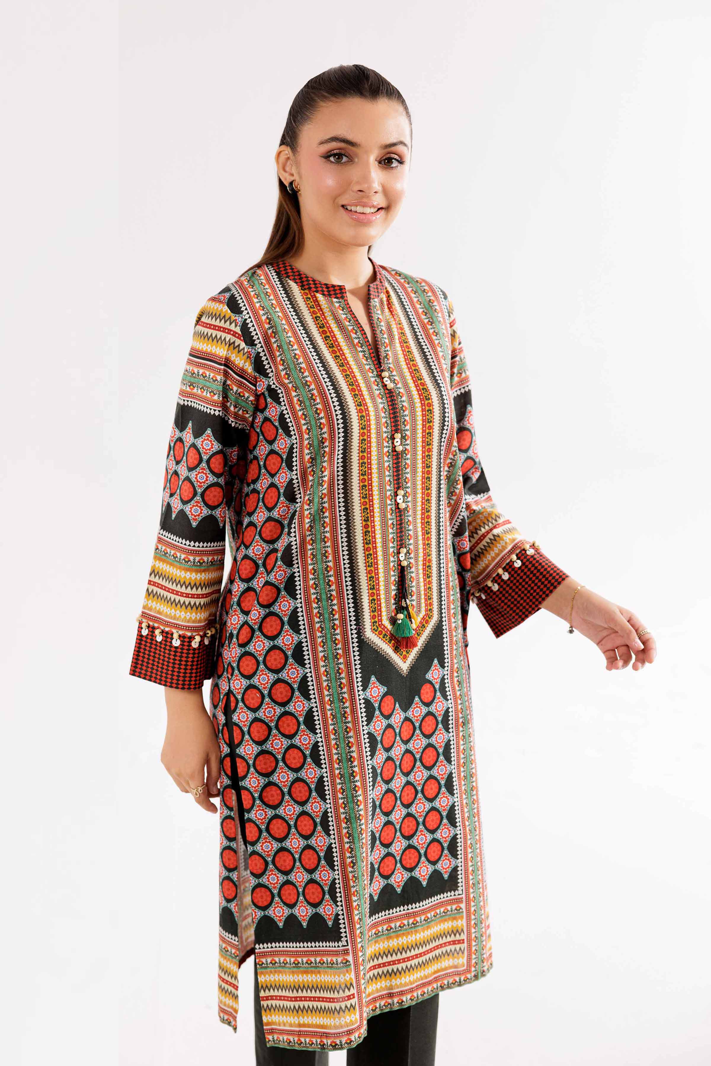 NishatUK - Brown Printed Khaddar 2-piece ready to wear Dress