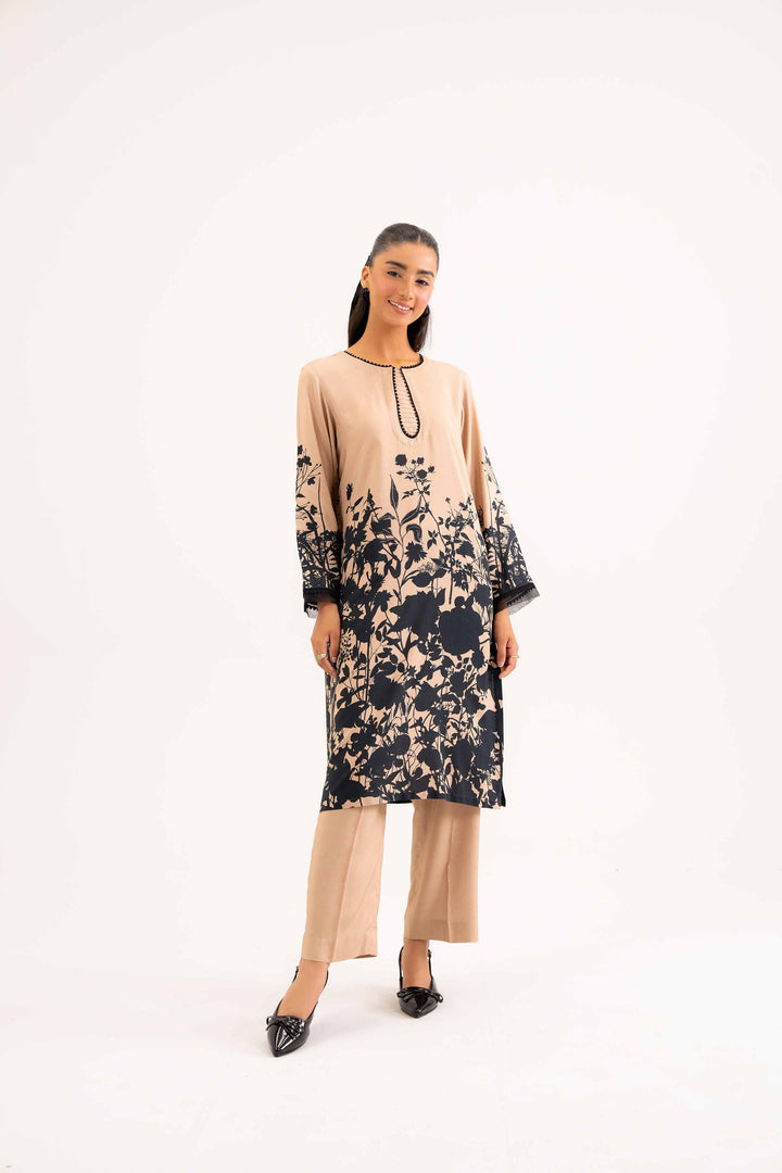 NishatUK - Brown Printed Linen 2-piece ready to wear Dress