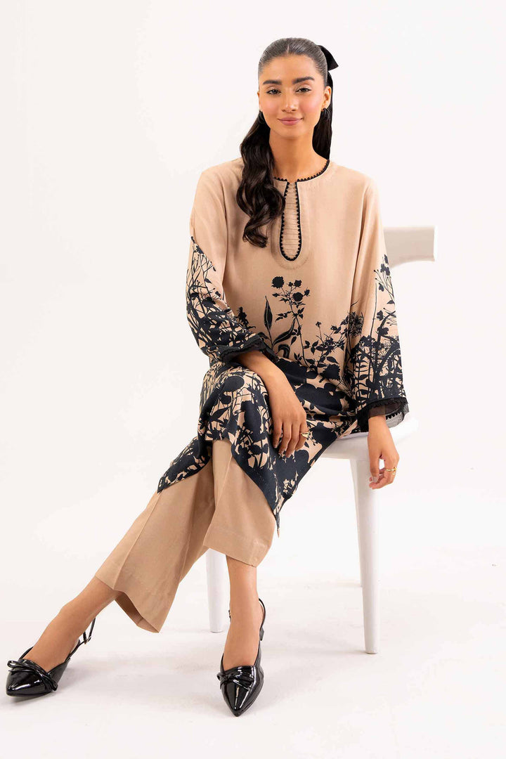 NishatUK - Brown Printed Linen 2-piece ready to wear Dress