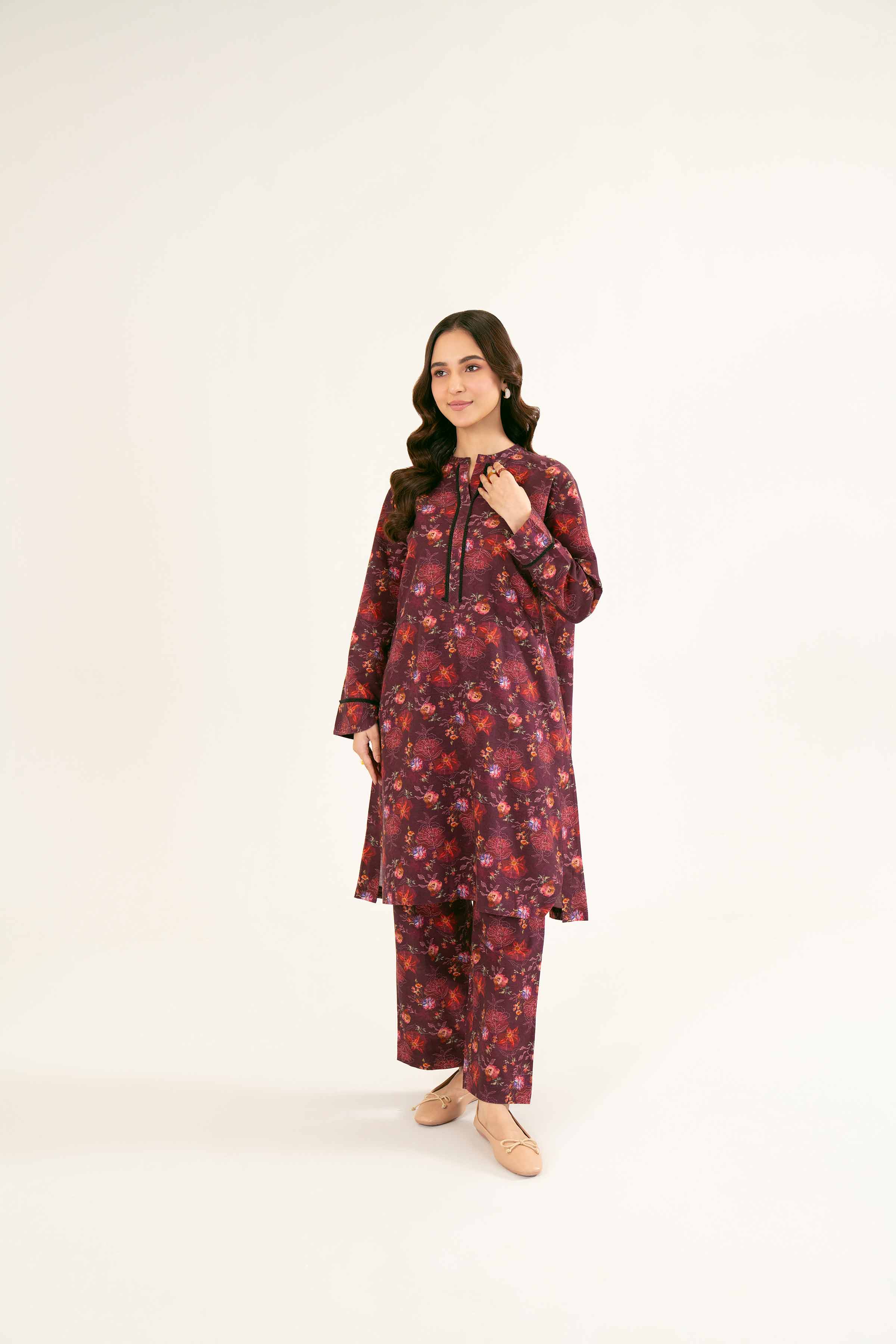 NishatUK - Brown Printed Khaddar 2-piece ready to wear Dress