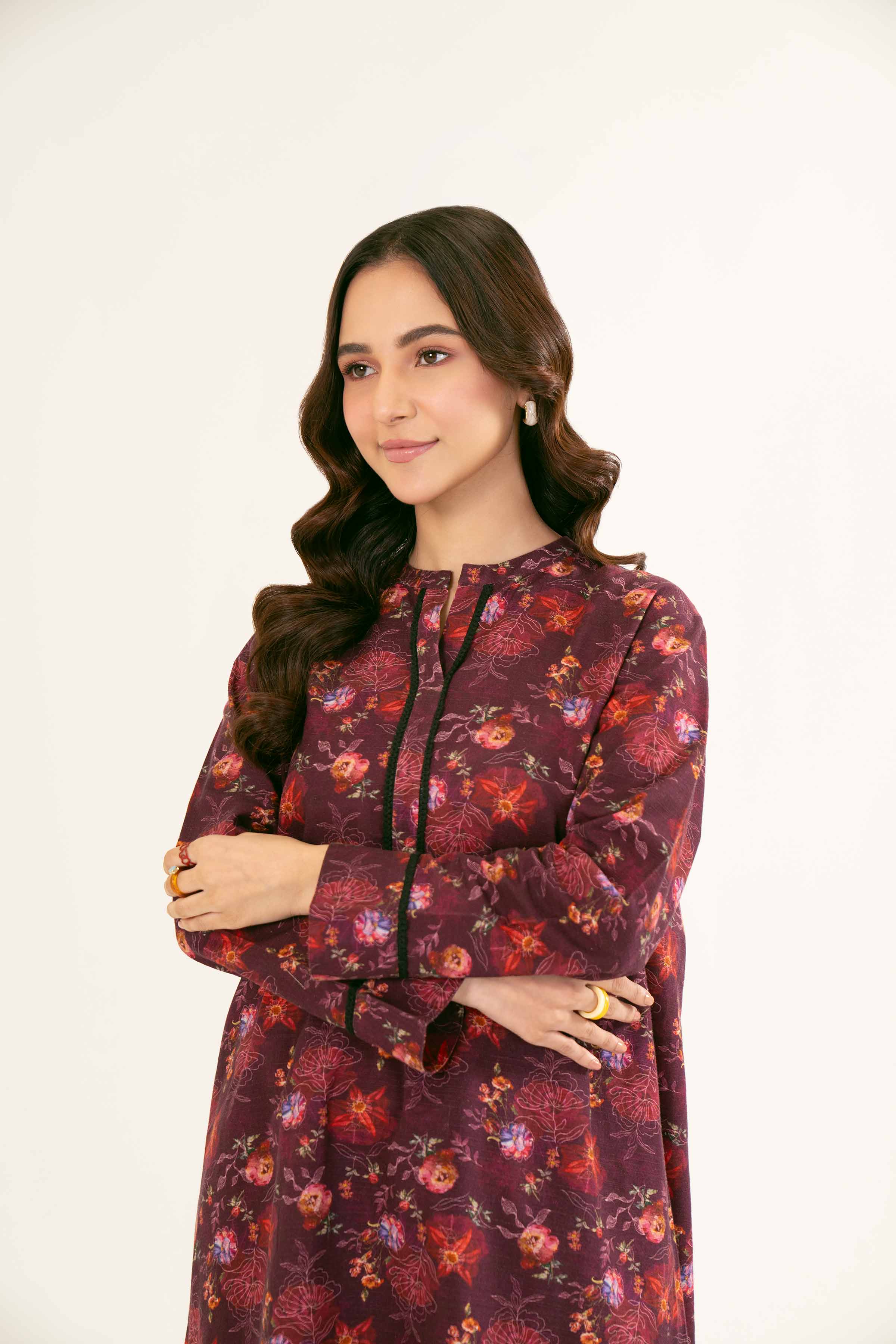 NishatUK - Brown Printed Khaddar 2-piece ready to wear Dress