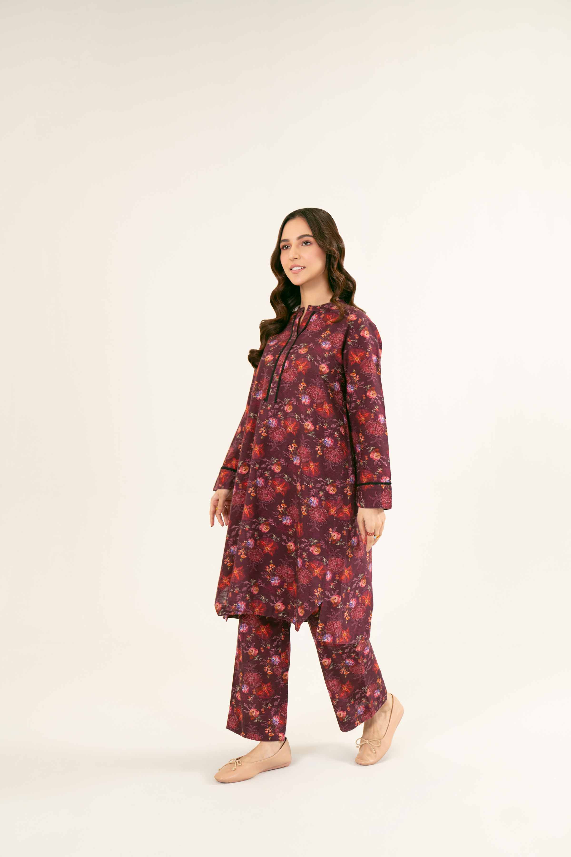 NishatUK - Brown Printed Khaddar 2-piece ready to wear Dress
