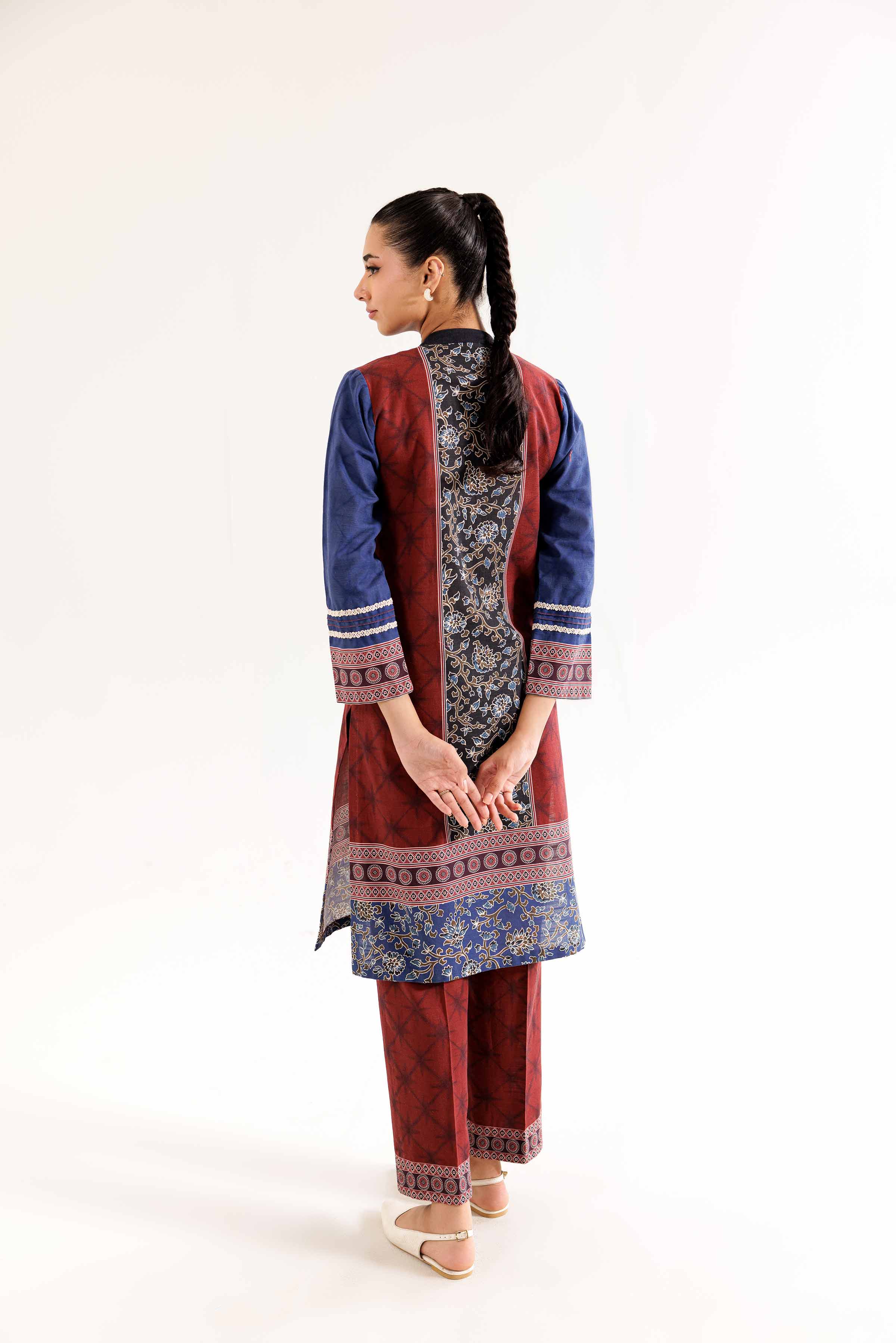 NishatUK - Maroon Printed Khaddar 2-piece ready to wear Dress