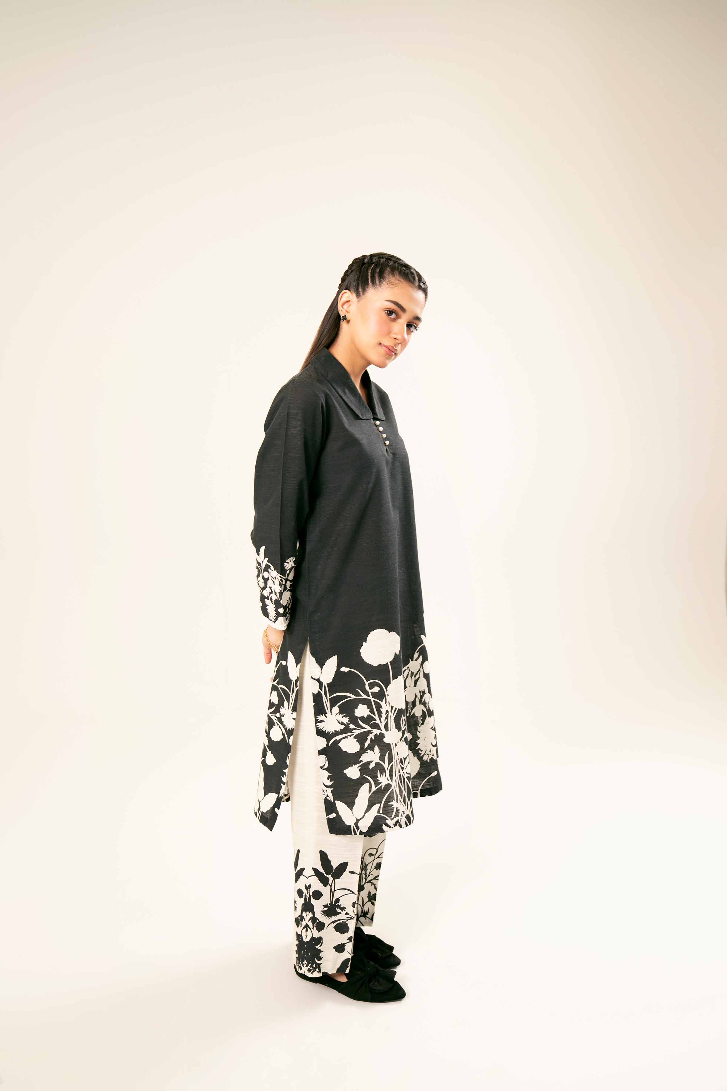 NishatUK - Brown Printed Khaddar 2-piece ready to wear Dress