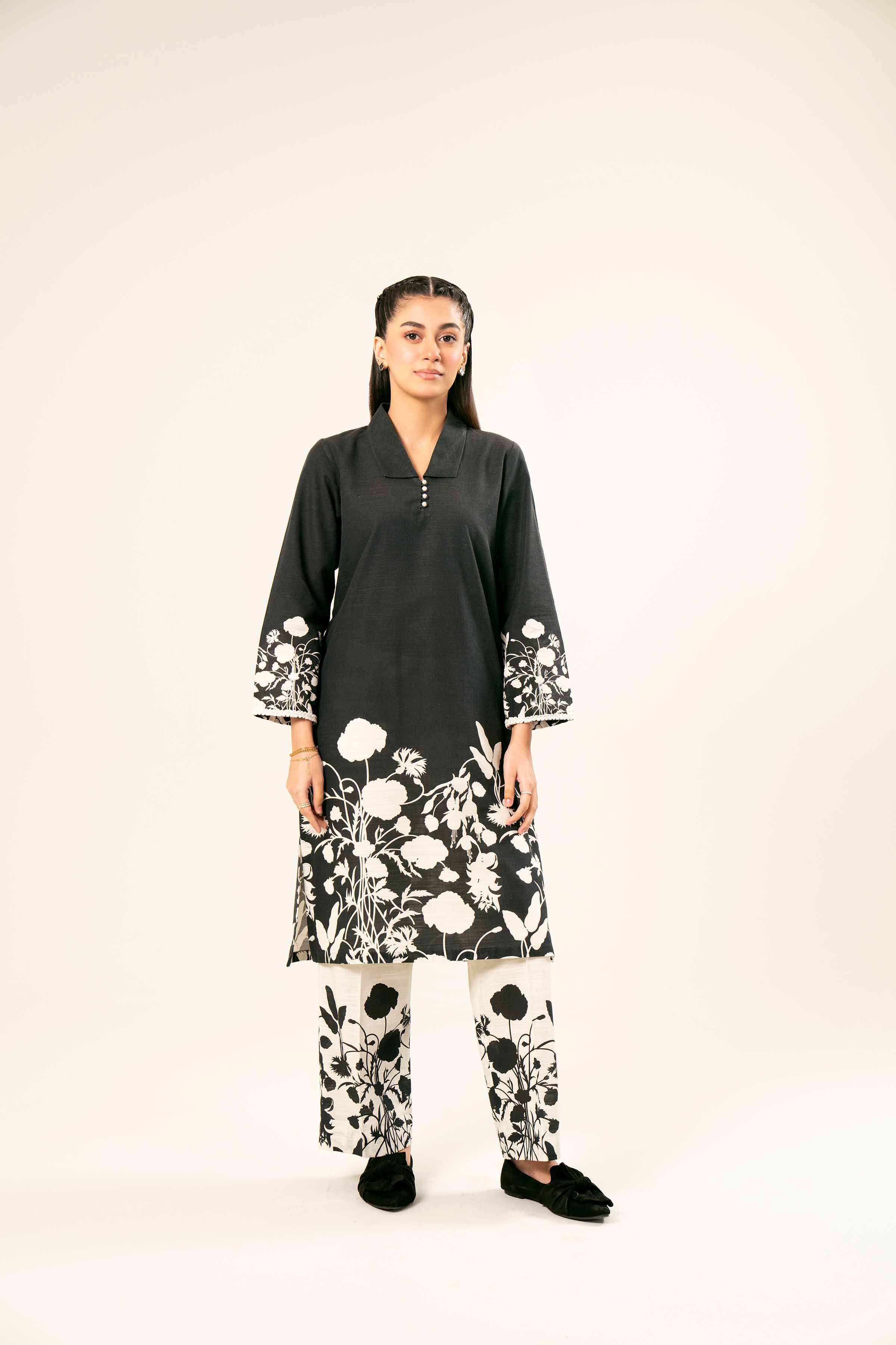 NishatUK - Brown Printed Khaddar 2-piece ready to wear Dress