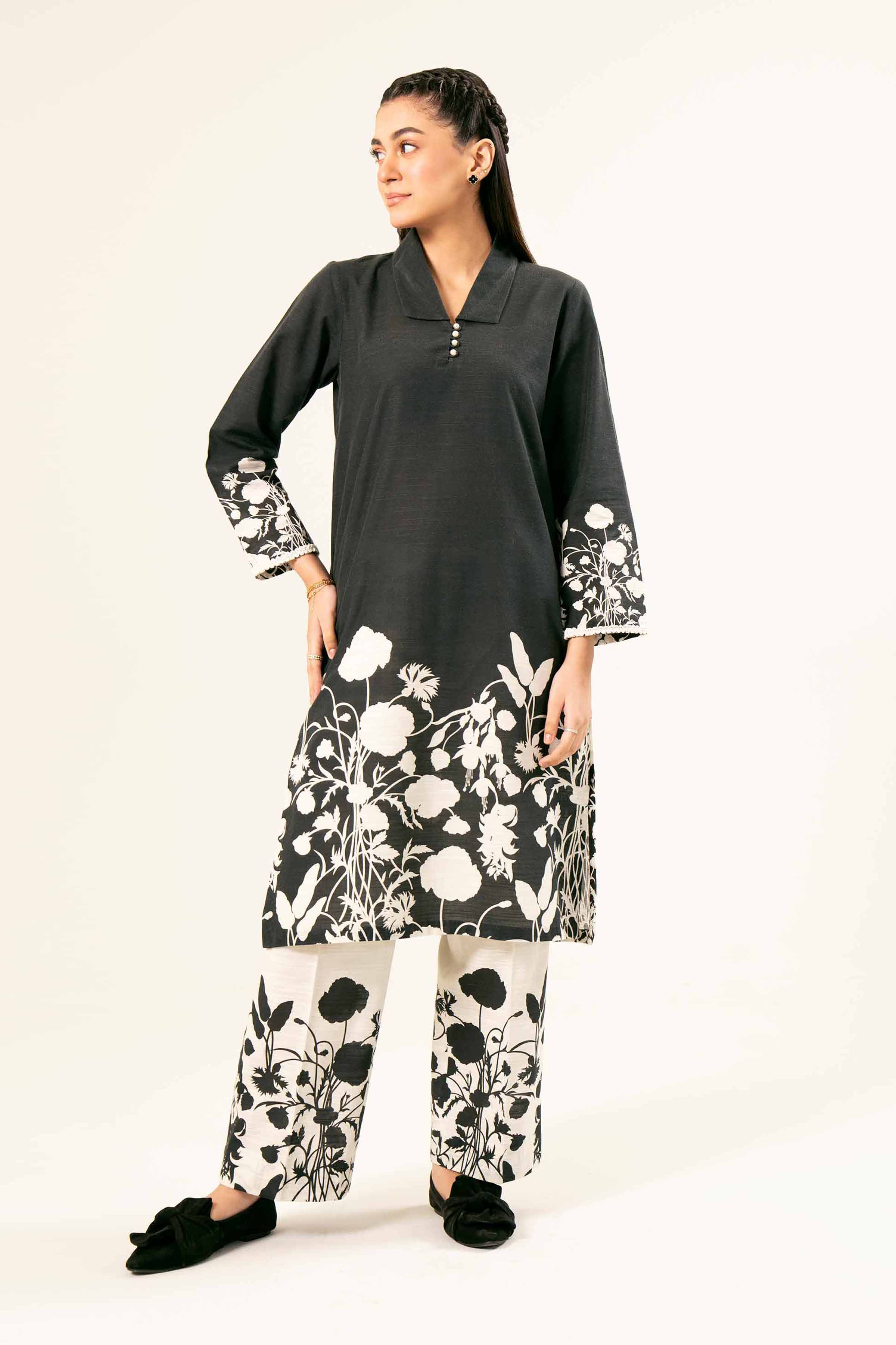 NishatUK - Brown Printed Khaddar 2-piece ready to wear Dress