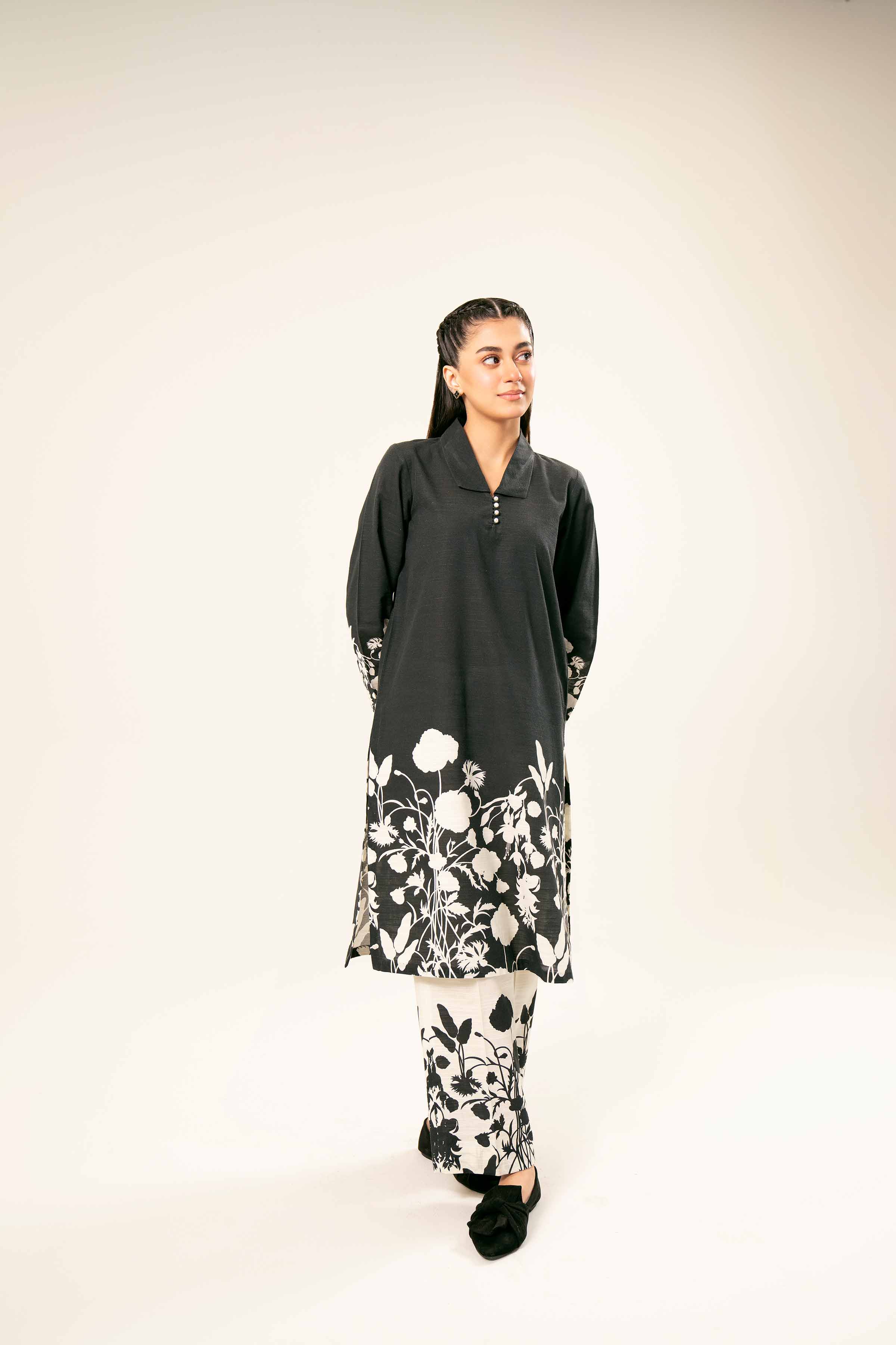 NishatUK - Brown Printed Khaddar 2-piece ready to wear Dress