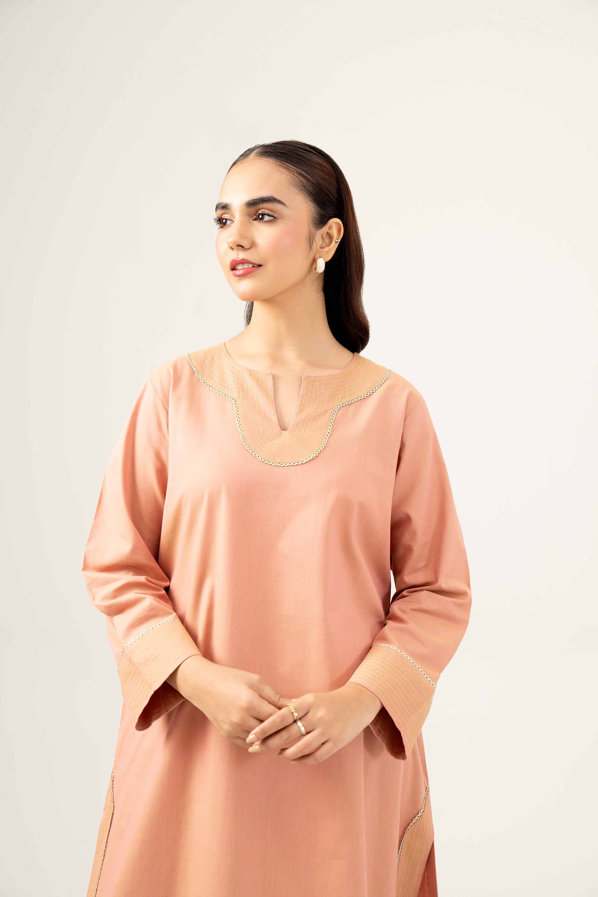 NishatUK - Tea Pink Solids  Yarn Dyed 1-piece ready to wear Shirt