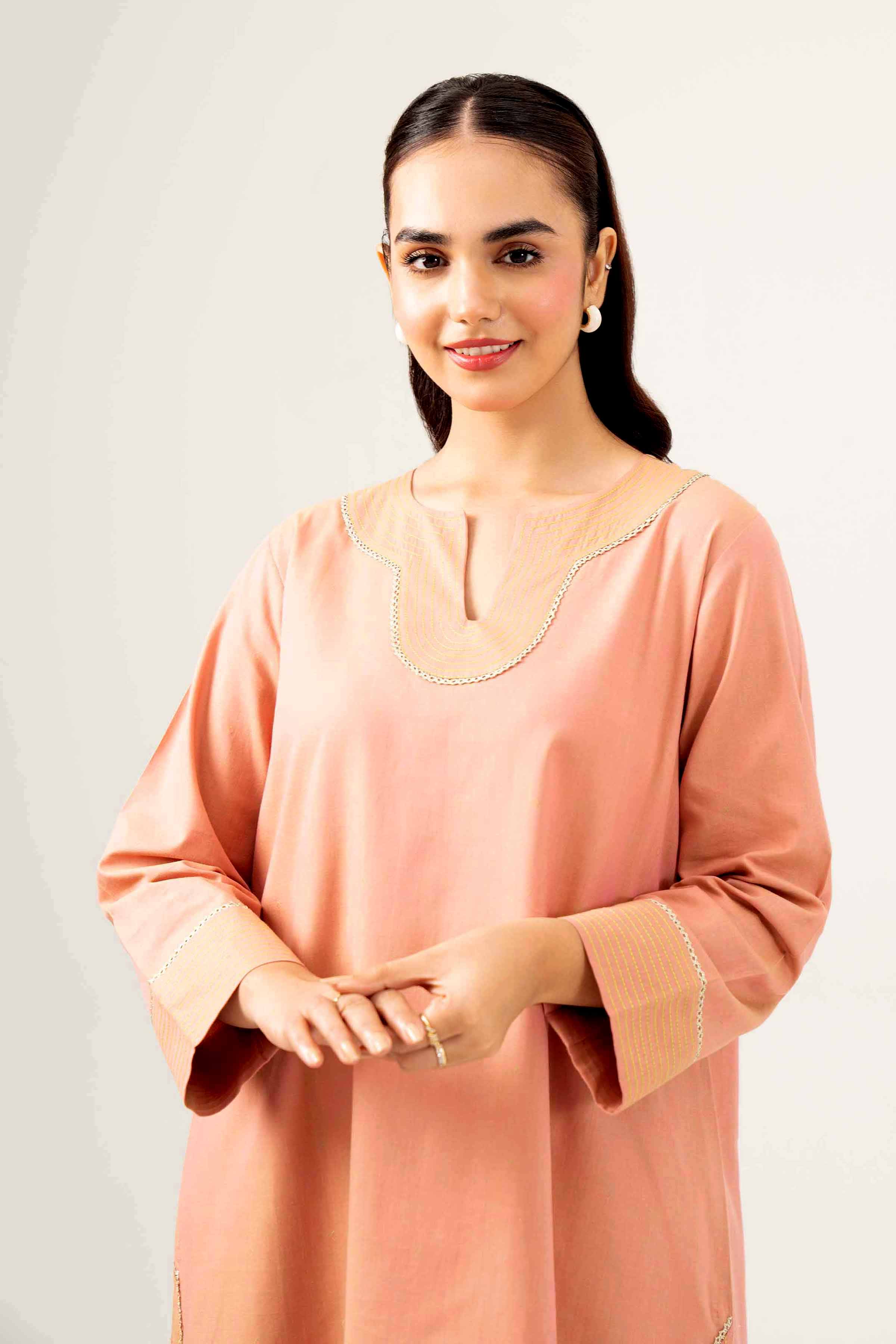 NishatUK - Tea Pink Solids  Yarn Dyed 1-piece ready to wear Shirt