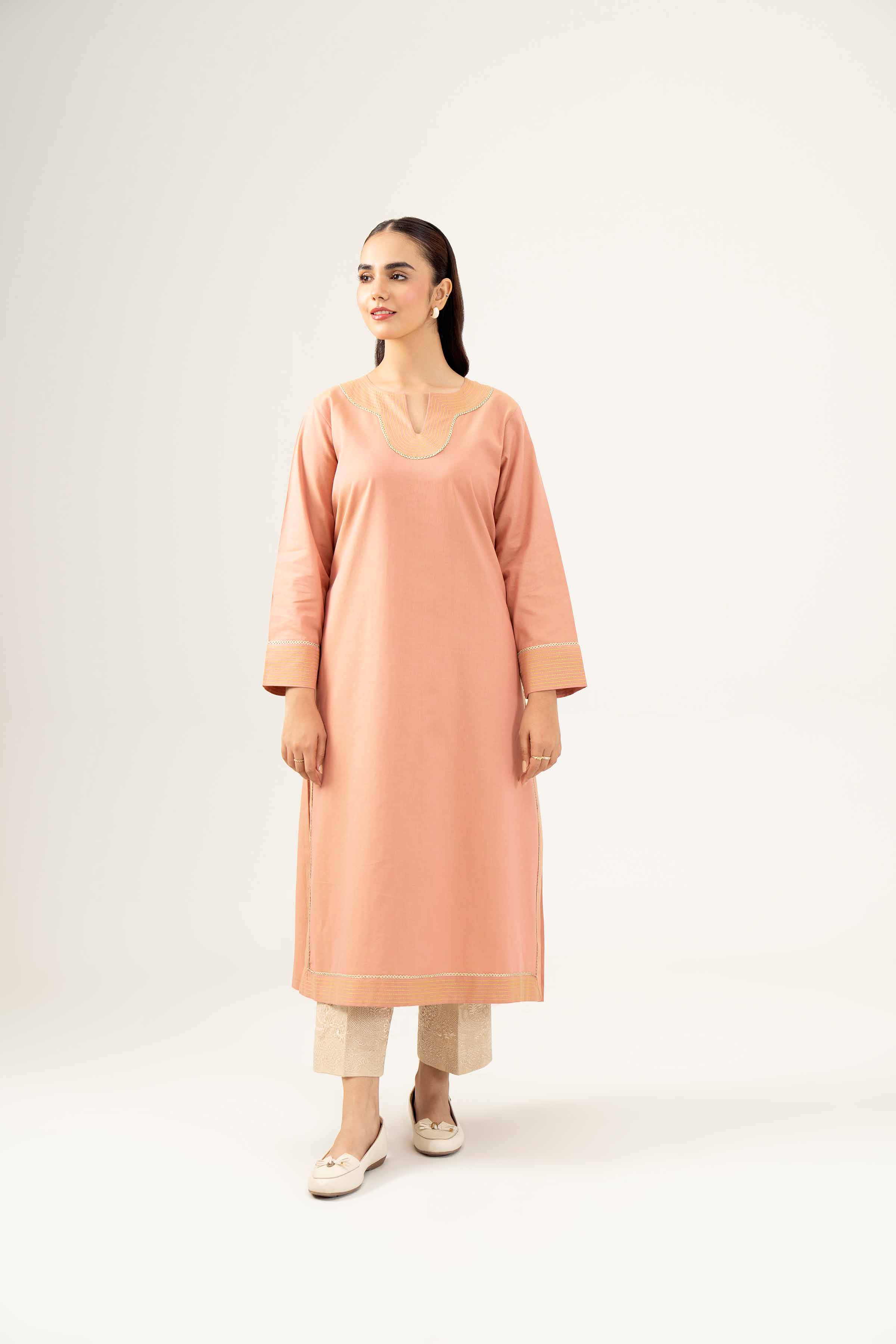 NishatUK - Tea Pink Solids  Yarn Dyed 1-piece ready to wear Shirt