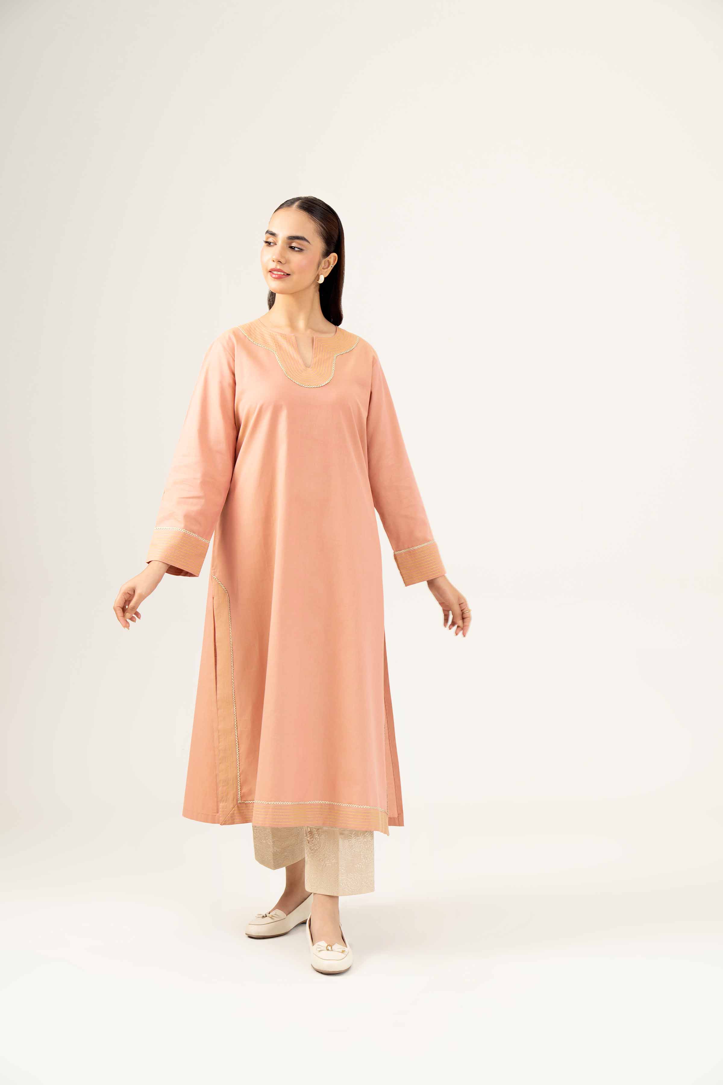 NishatUK - Tea Pink Solids  Yarn Dyed 1-piece ready to wear Shirt