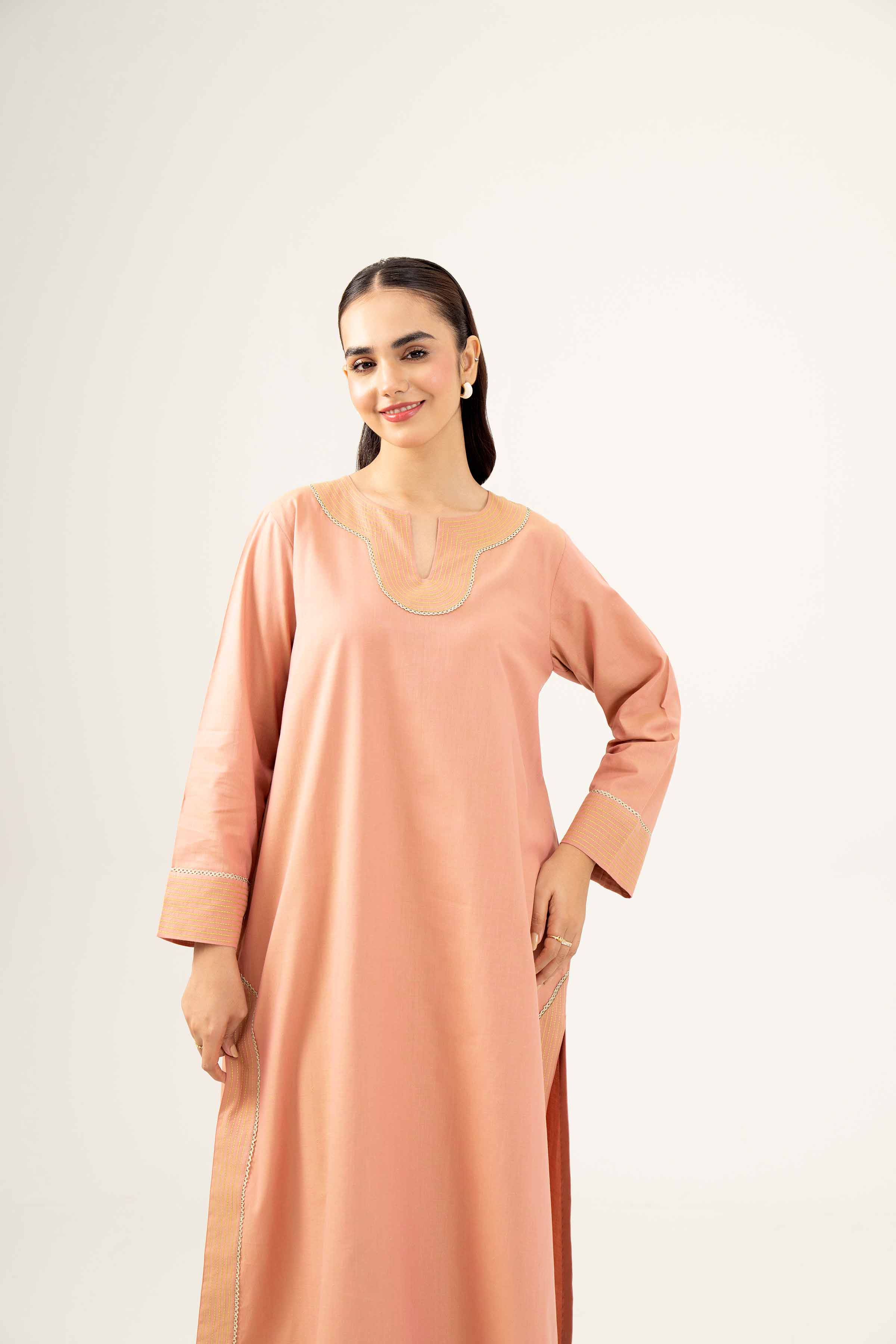 NishatUK - Tea Pink Solids  Yarn Dyed 1-piece ready to wear Shirt