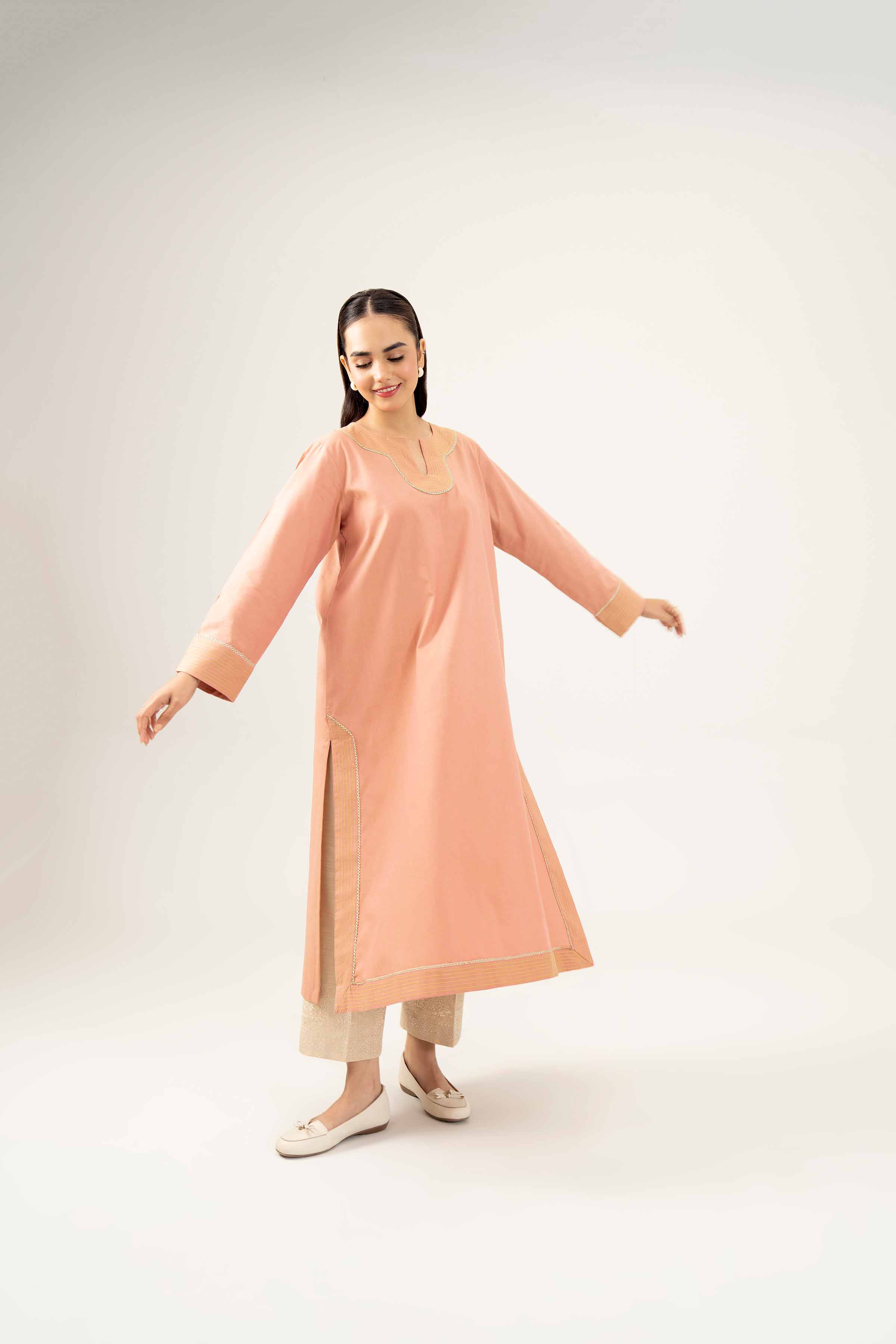 NishatUK - Tea Pink Solids  Yarn Dyed 1-piece ready to wear Shirt