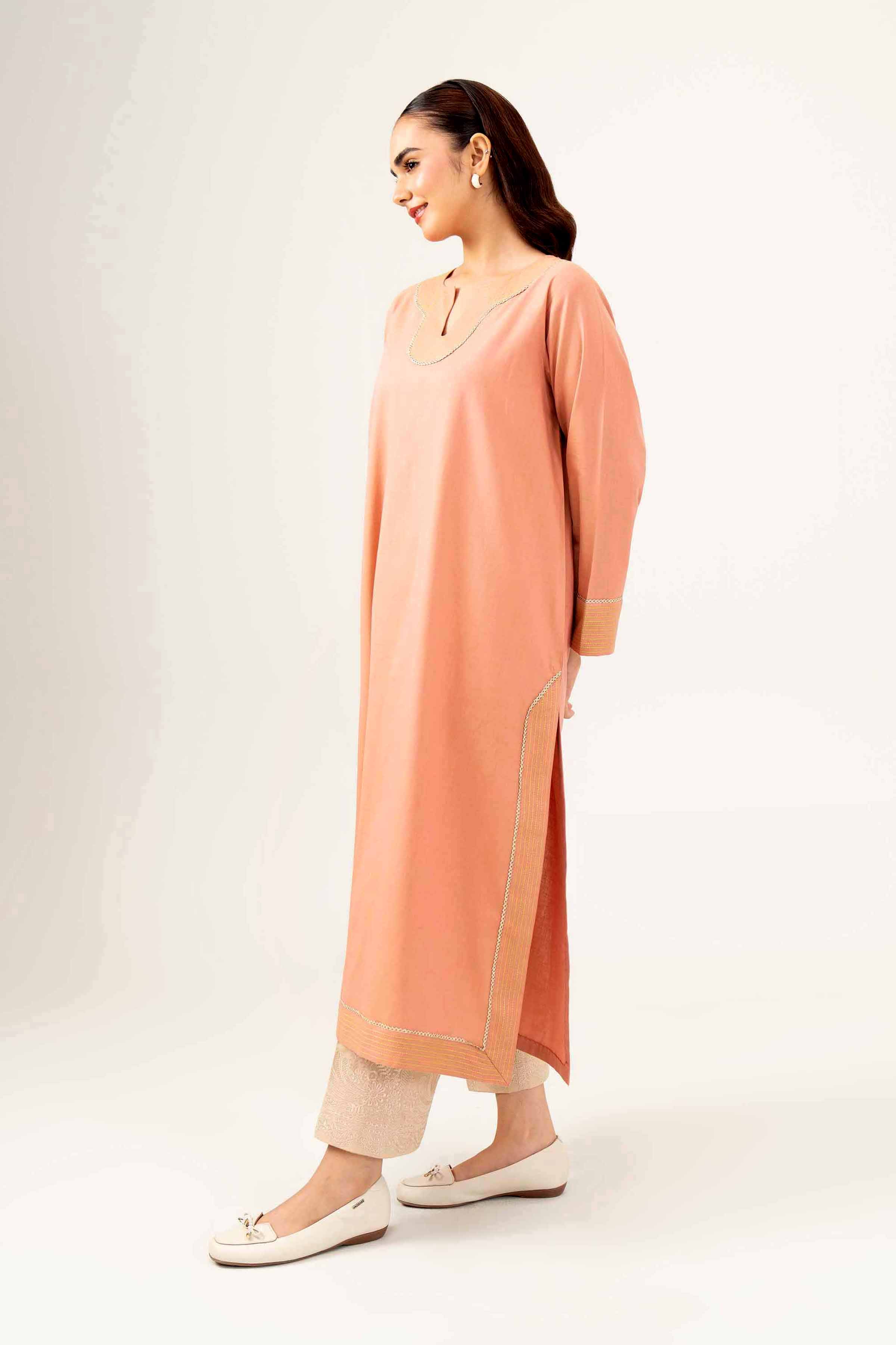 NishatUK - Tea Pink Solids  Yarn Dyed 1-piece ready to wear Shirt