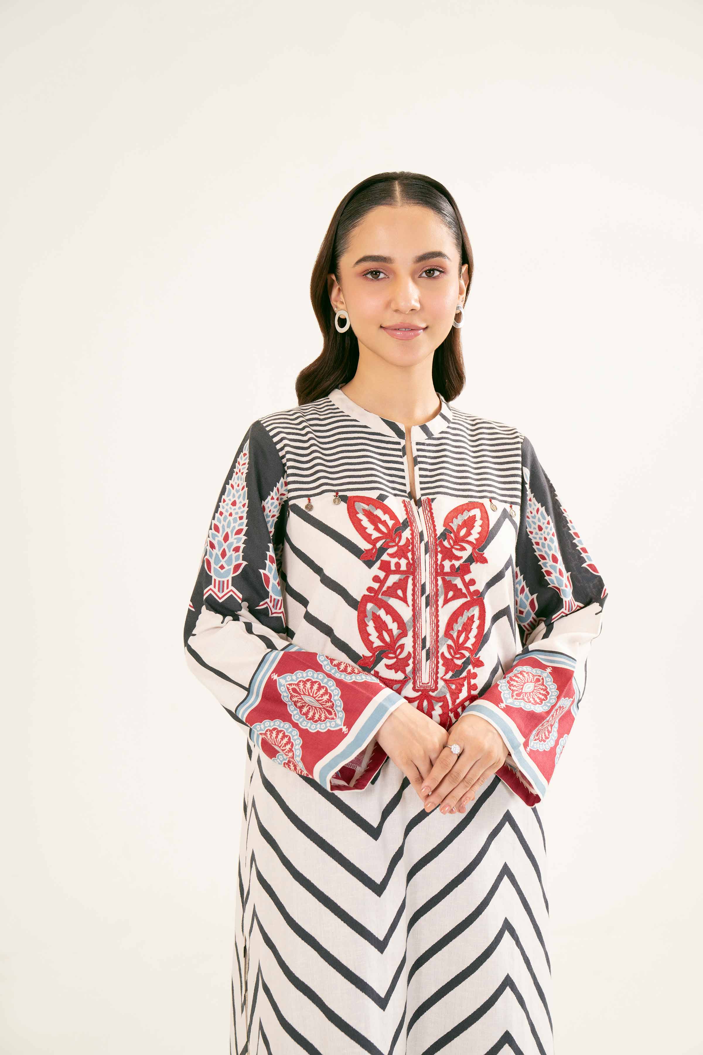 NishatUK - Brown Embroidered   Karandi 1-piece ready to wear Shirt