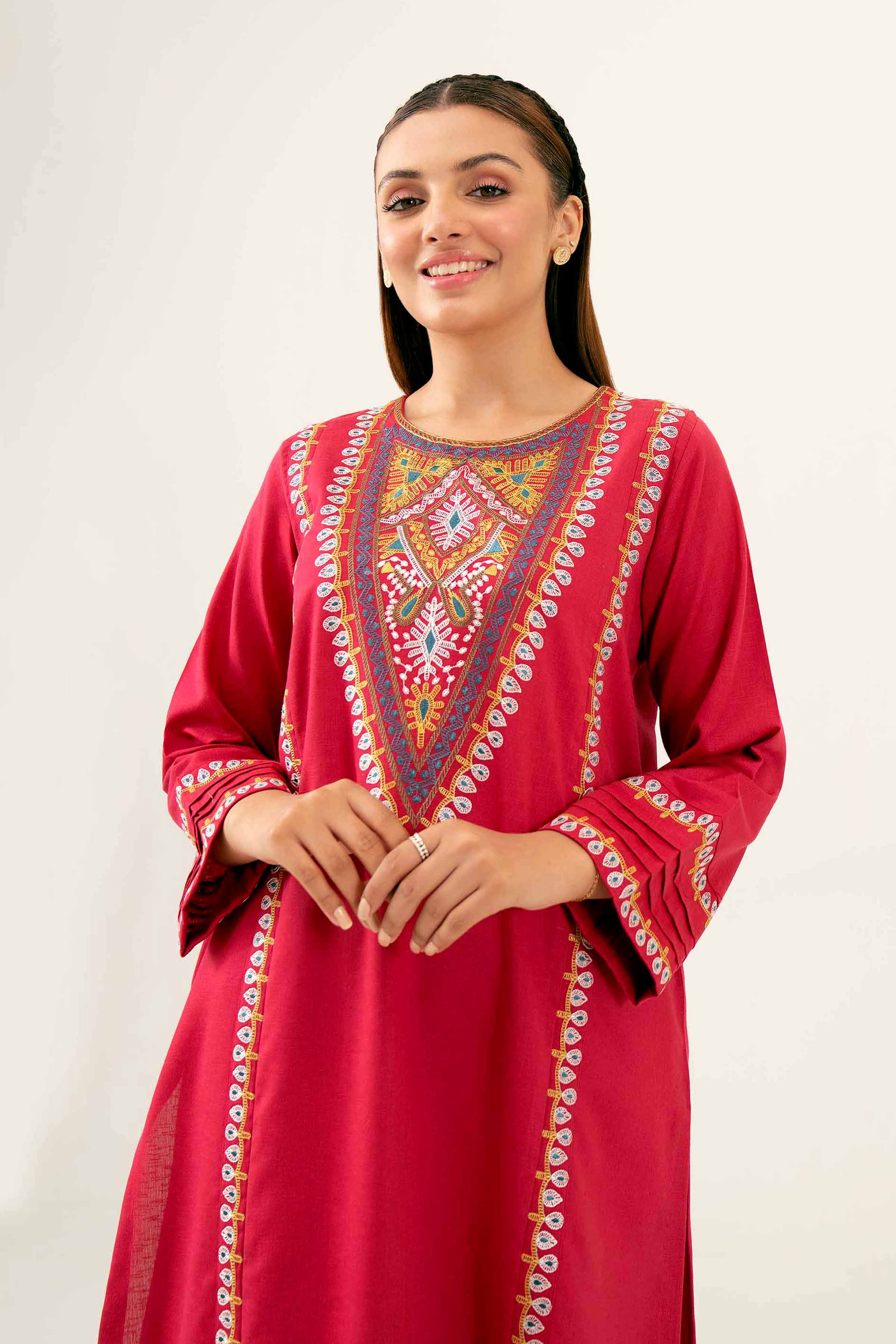 NishatUK - Pink Embroidered   Karandi 1-piece ready to wear Shirt