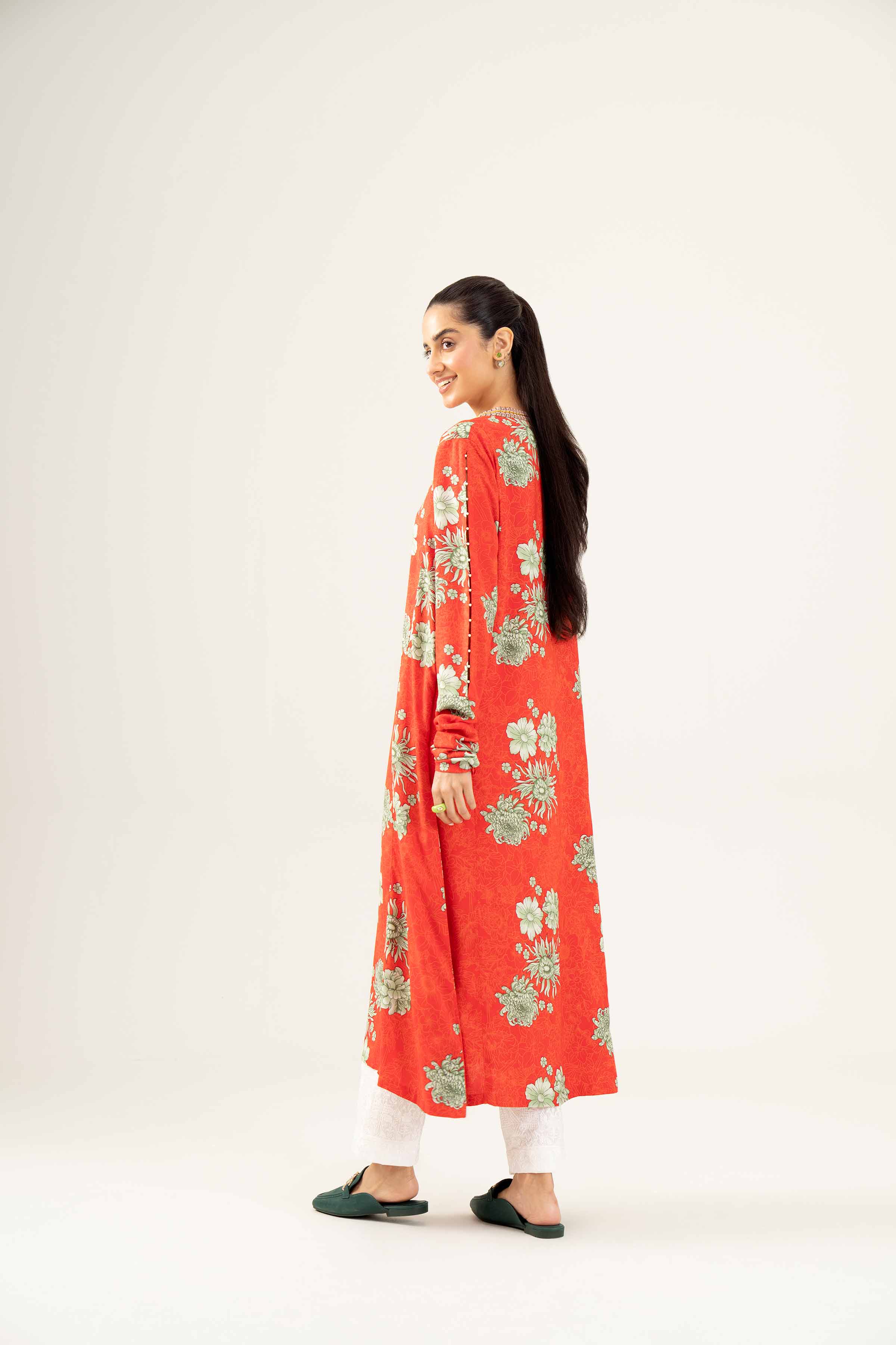NishatUK - Red Embroidered  Linen 1-piece ready to wear Shirt