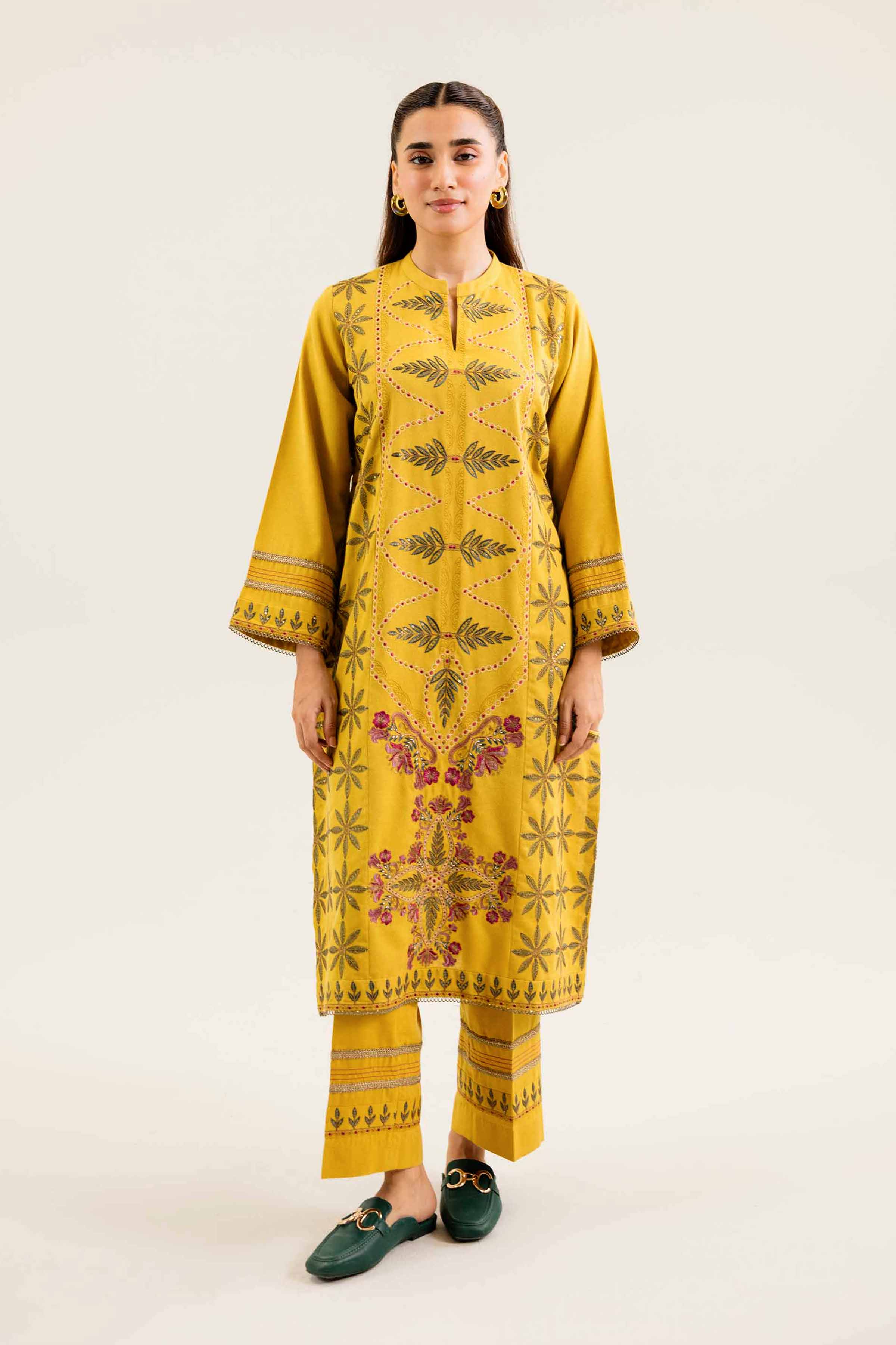 NishatUK - Saffron Embroidered   Karandi 2-piece ready to wear Dress