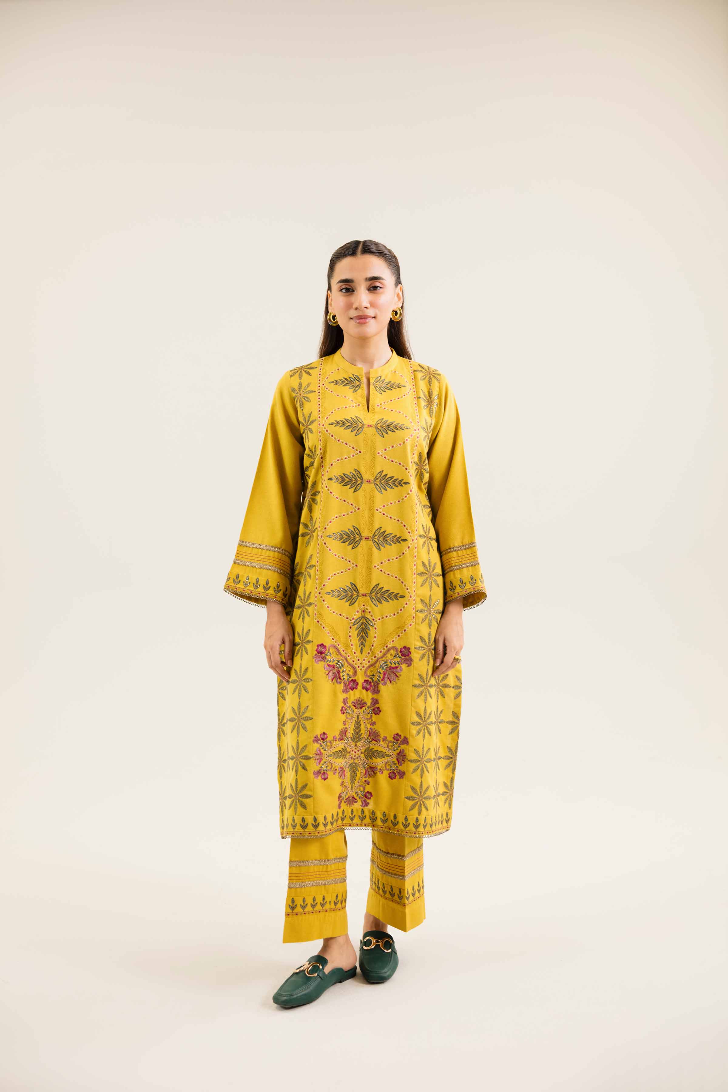 NishatUK - Saffron Embroidered   Karandi 2-piece ready to wear Dress