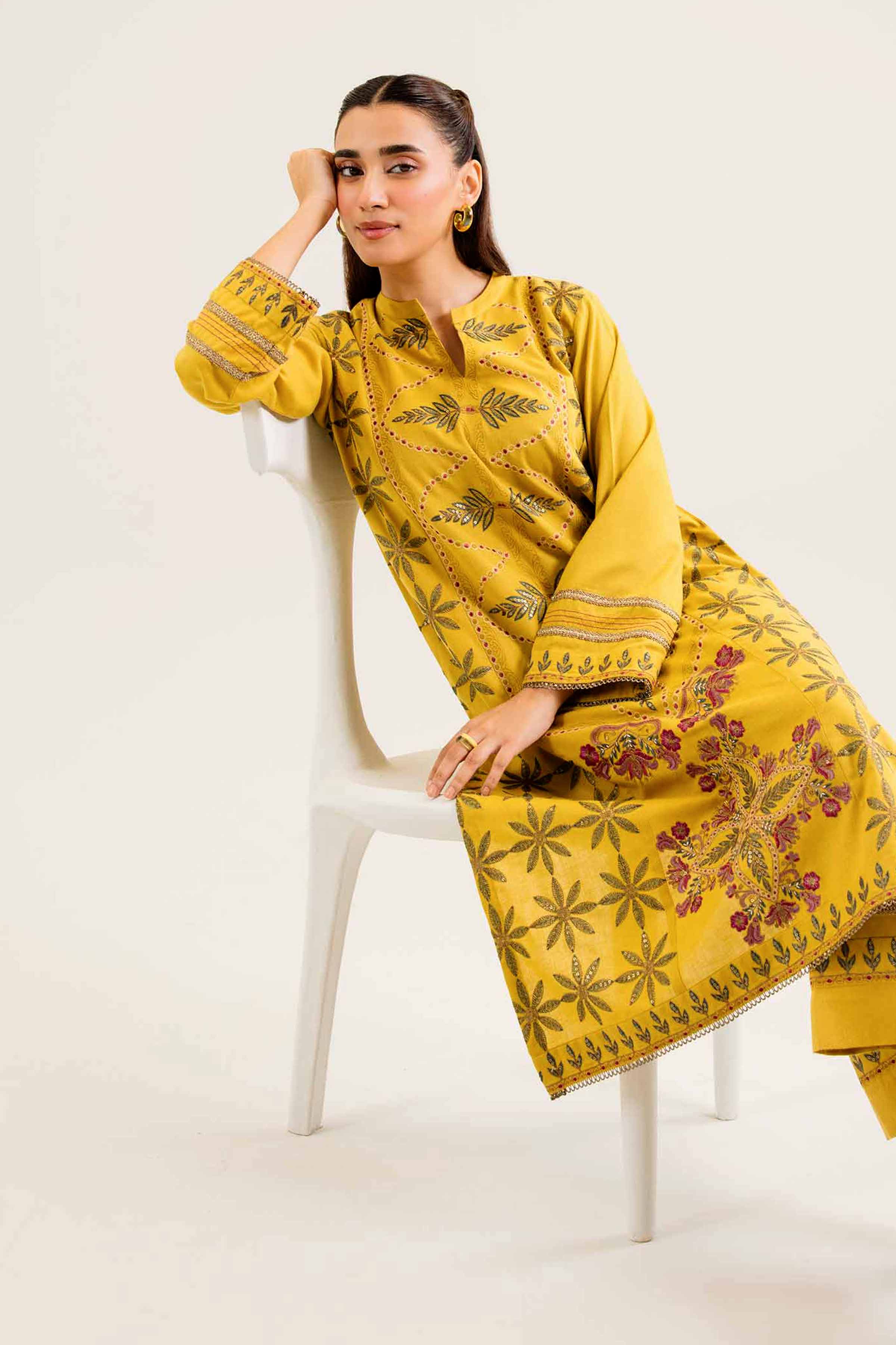 NishatUK - Saffron Embroidered   Karandi 2-piece ready to wear Dress