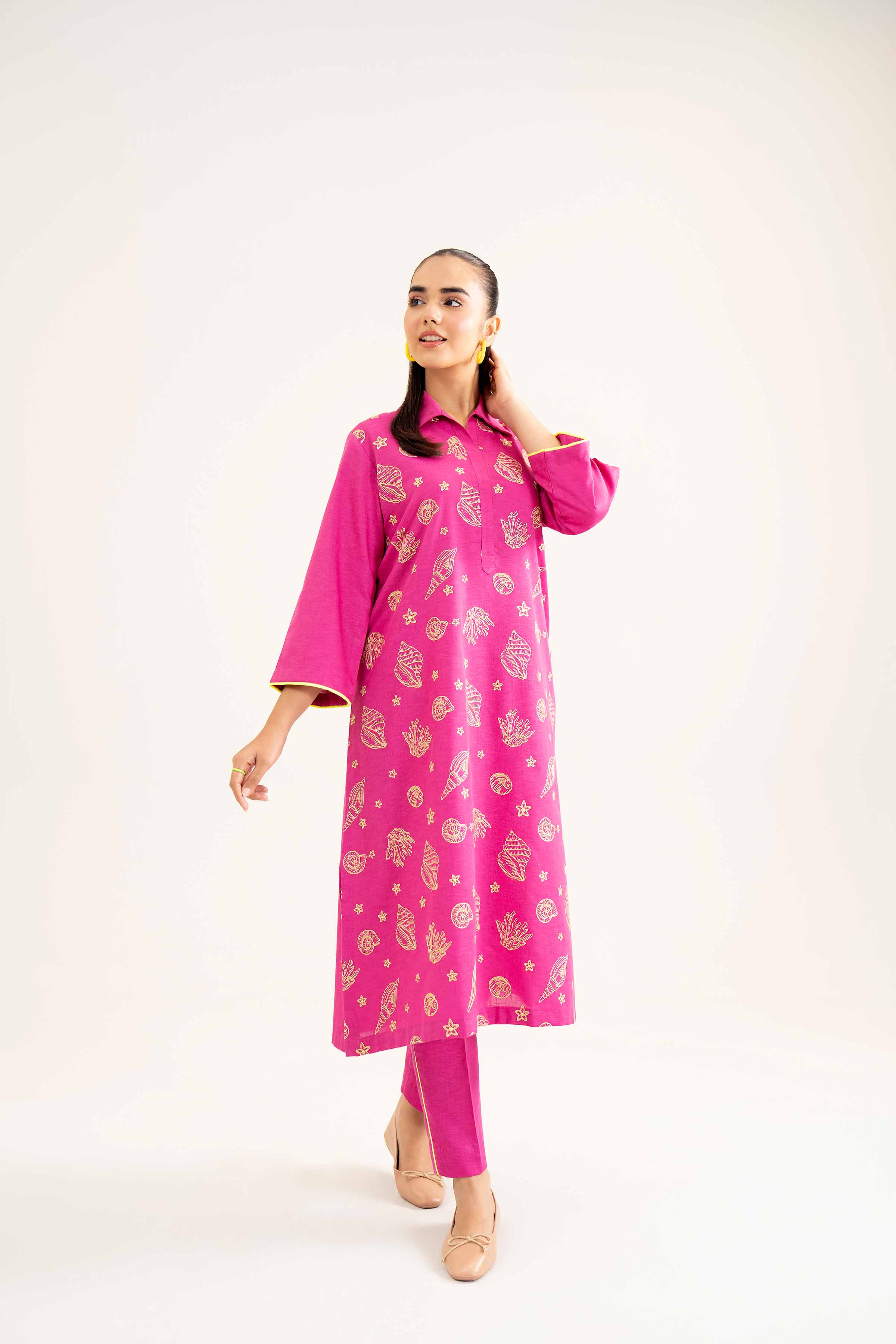 NishatUK - Shocking Pink Embroidered   Karandi 2-piece ready to wear Dress