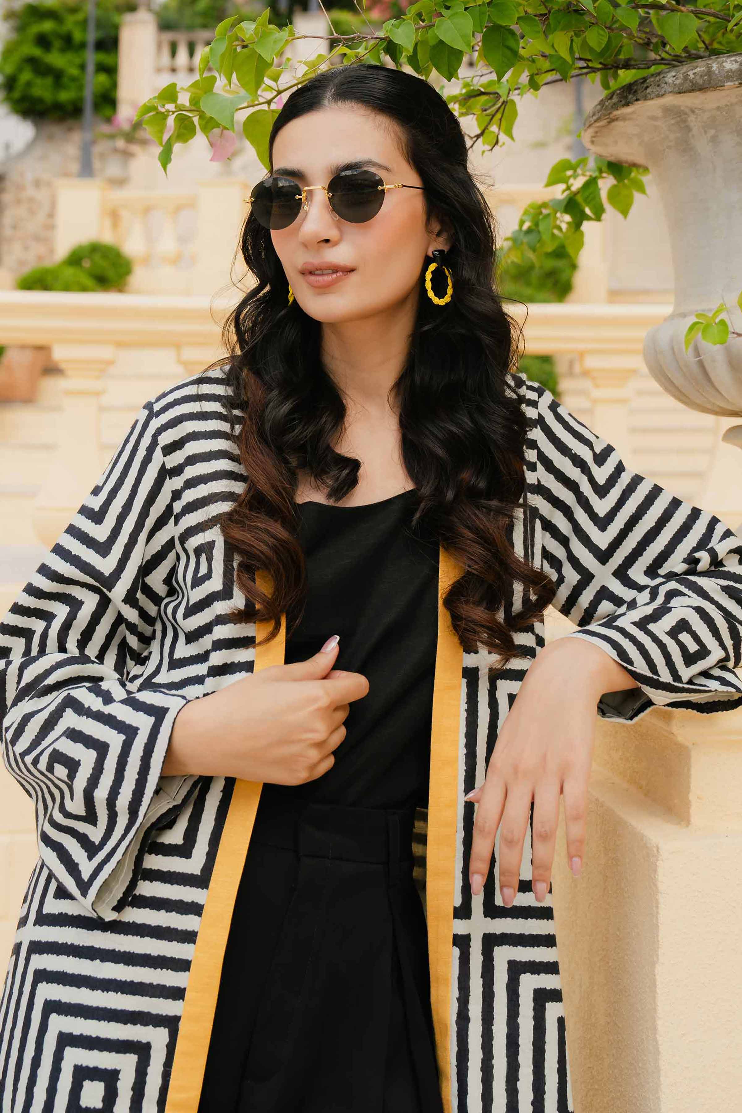 NishatUK - Black Printed  Karandi 1-piece ready to wear Jacket