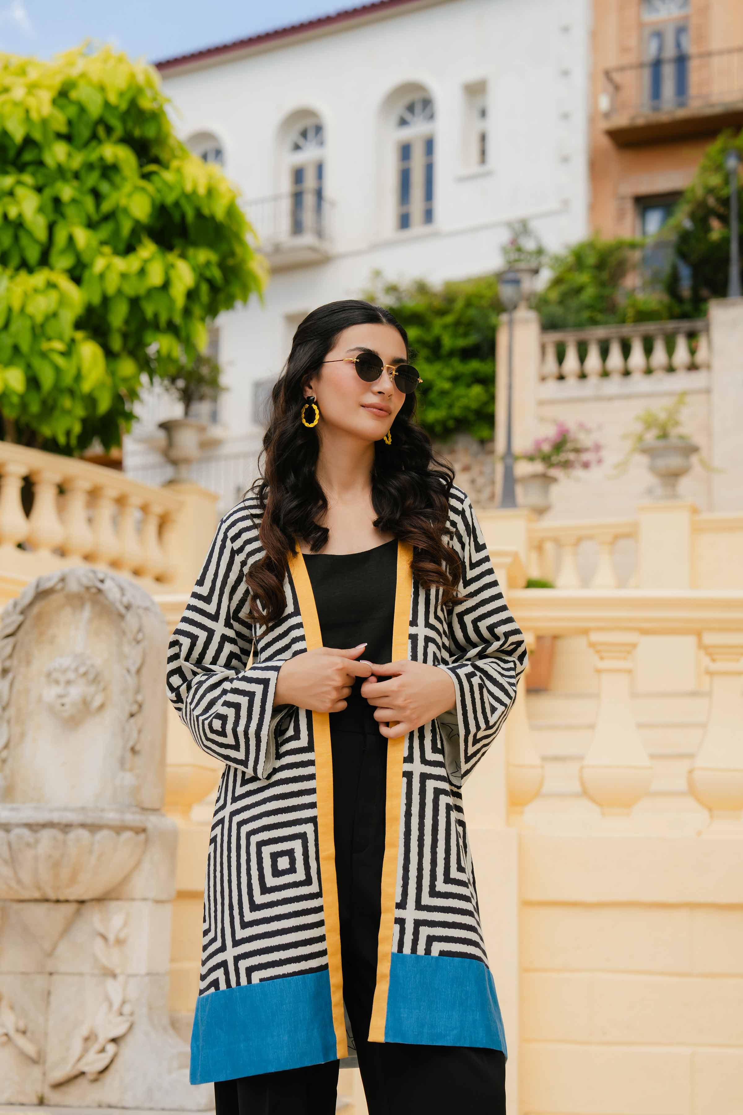 NishatUK - Black Printed  Karandi 1-piece ready to wear Jacket