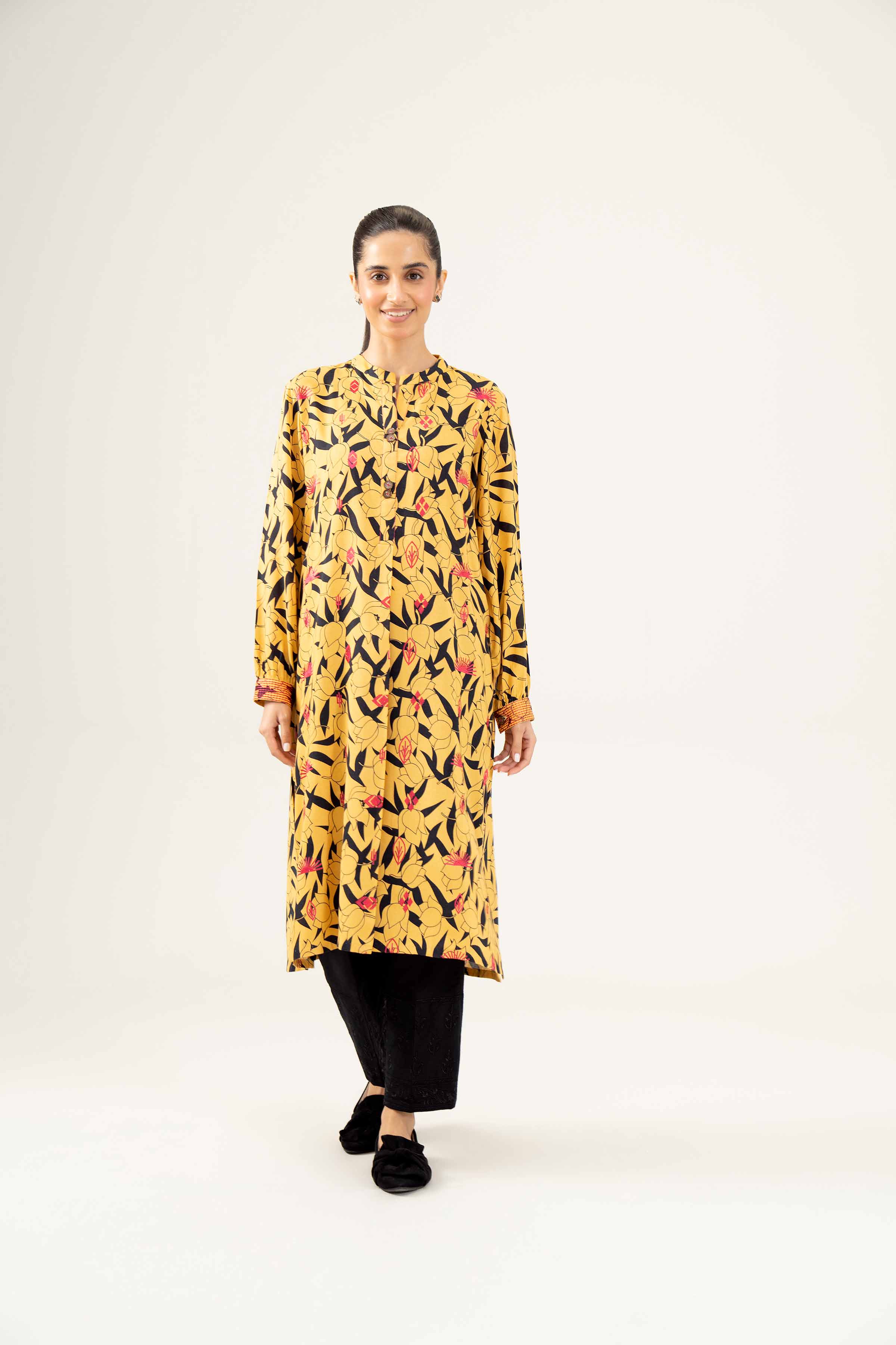 NishatUK - Yellow Embroidered  Linen 1-piece ready to wear Shirt