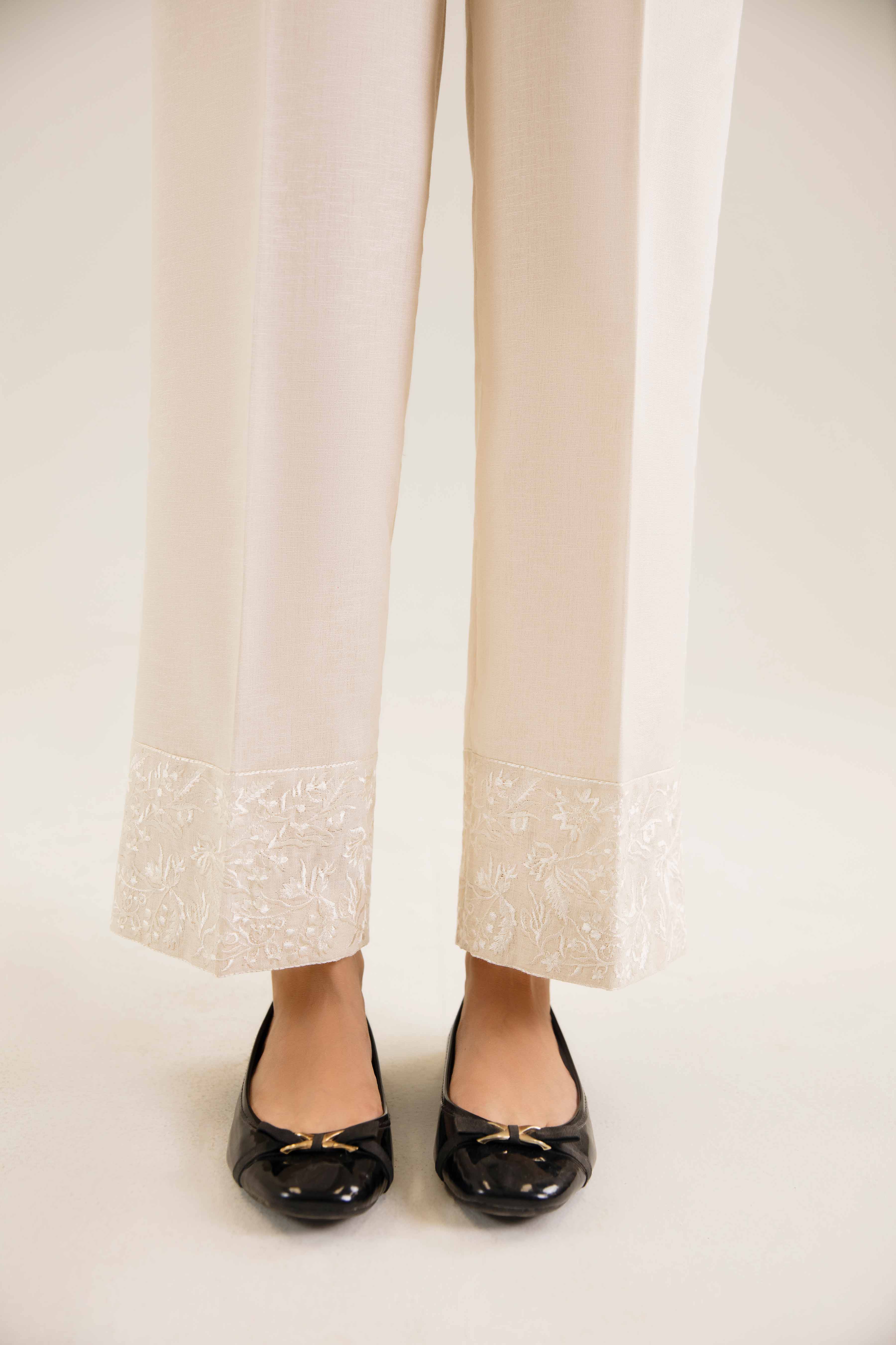 NishatUK - Off White Embroidered   Karandi 1-piece ready to wear Trouser