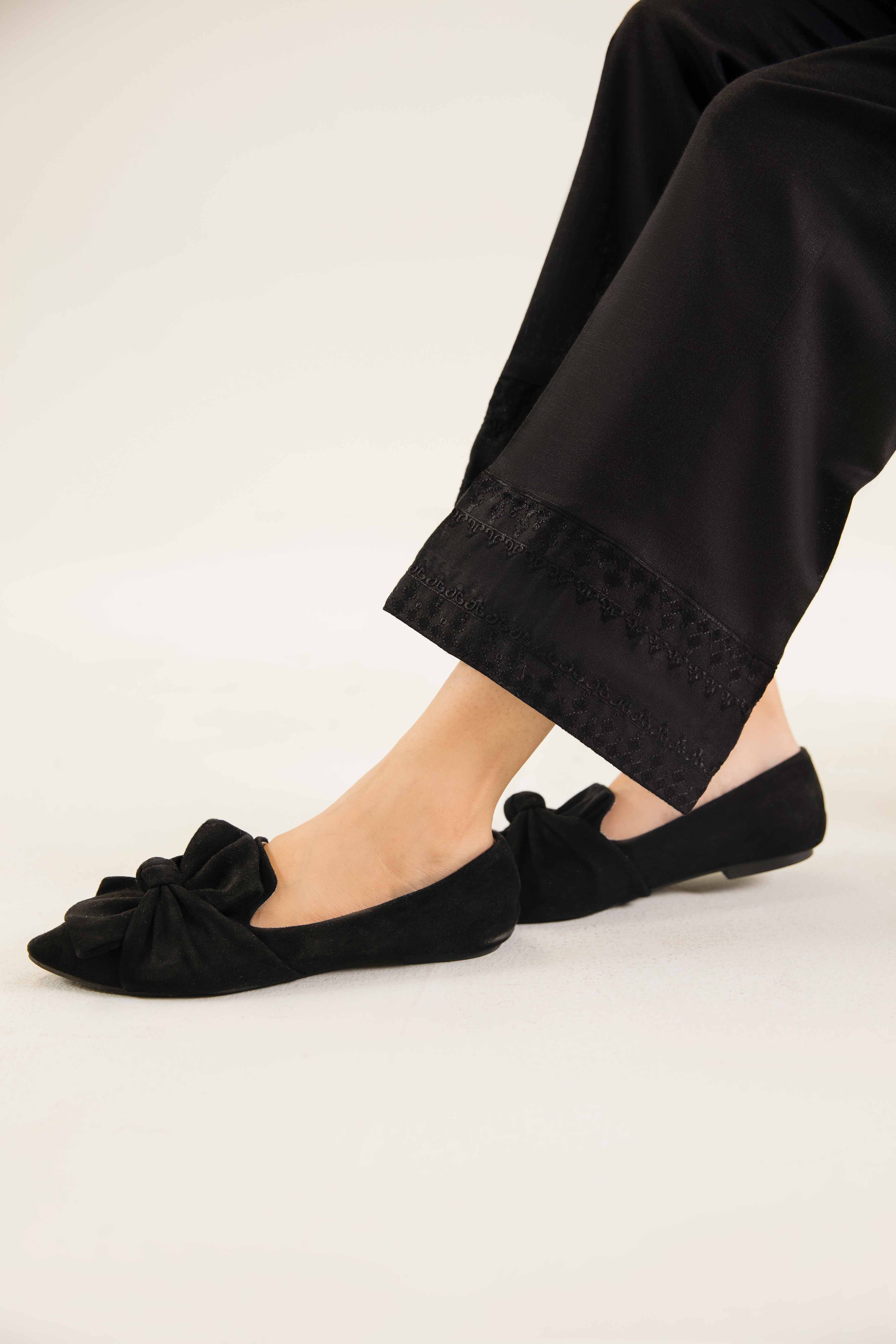 NishatUK - Black Embroidered   Karandi 1-piece ready to wear Trouser