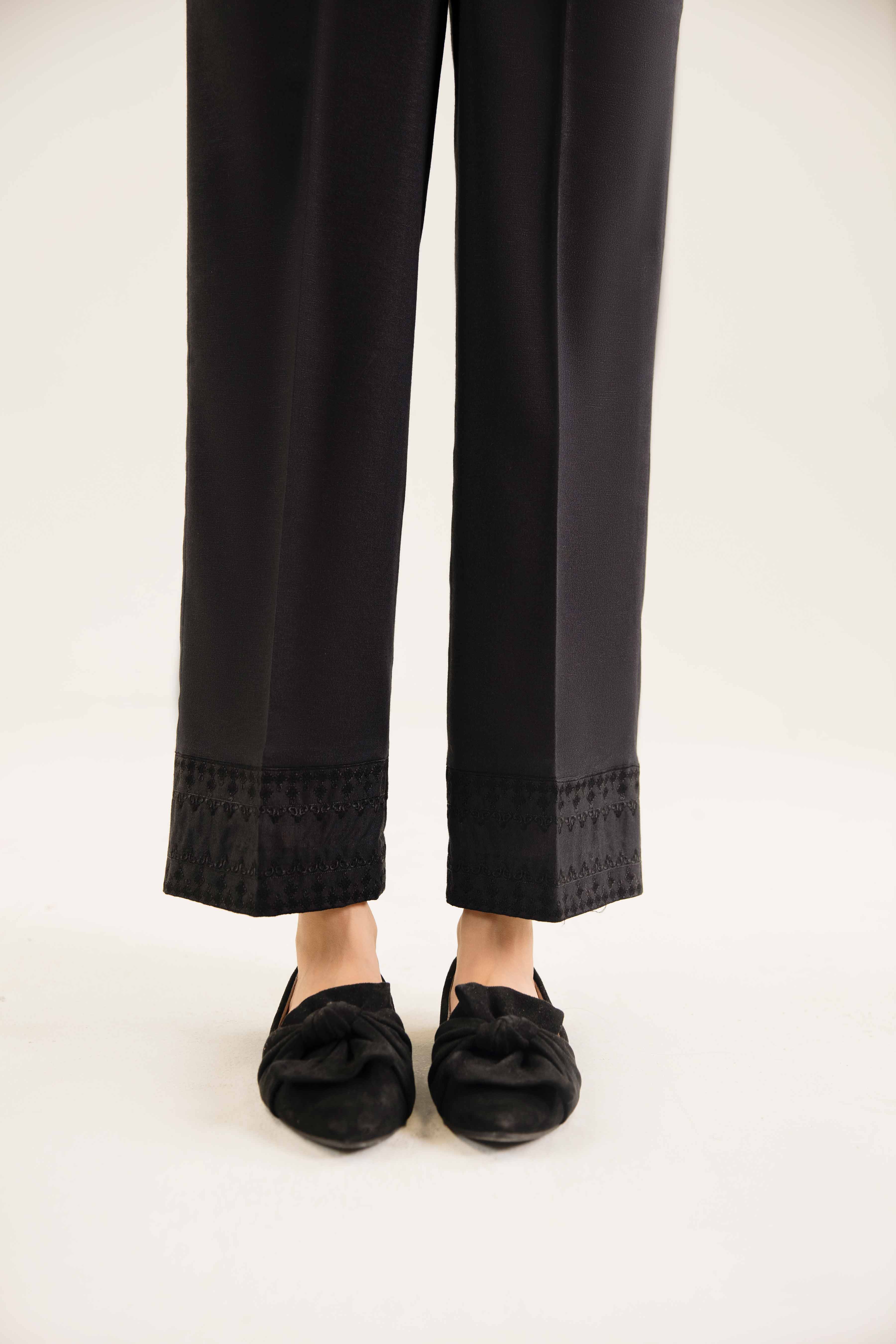 NishatUK - Black Embroidered   Karandi 1-piece ready to wear Trouser