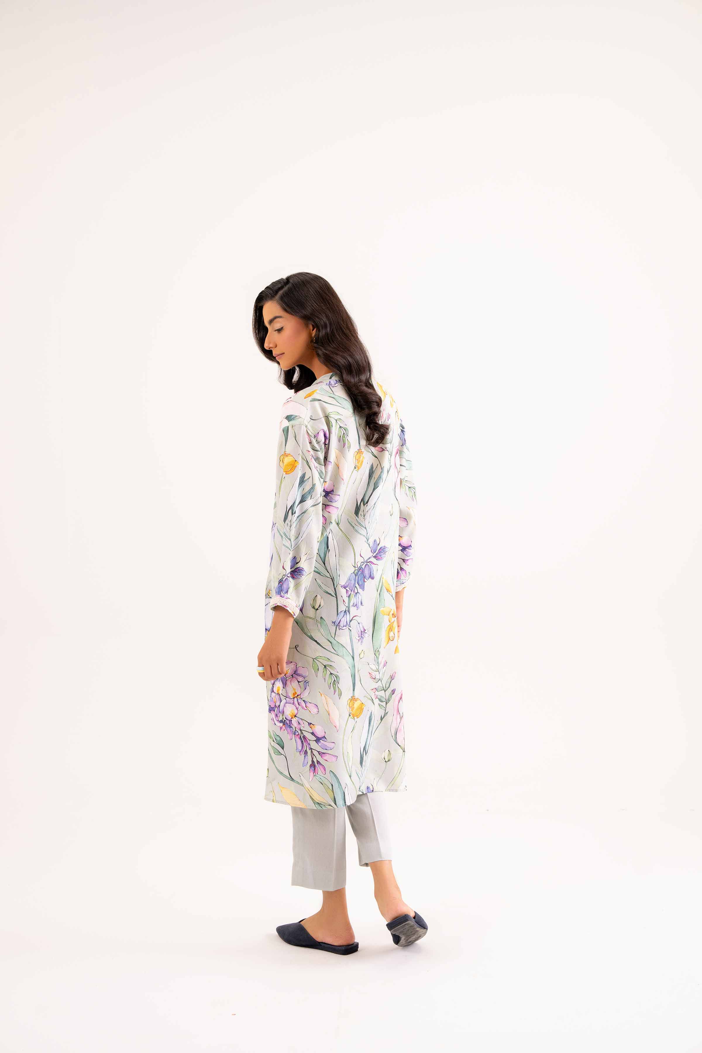 NishatUK - Brown Printed  Satin 2-piece ready to wear Dress
