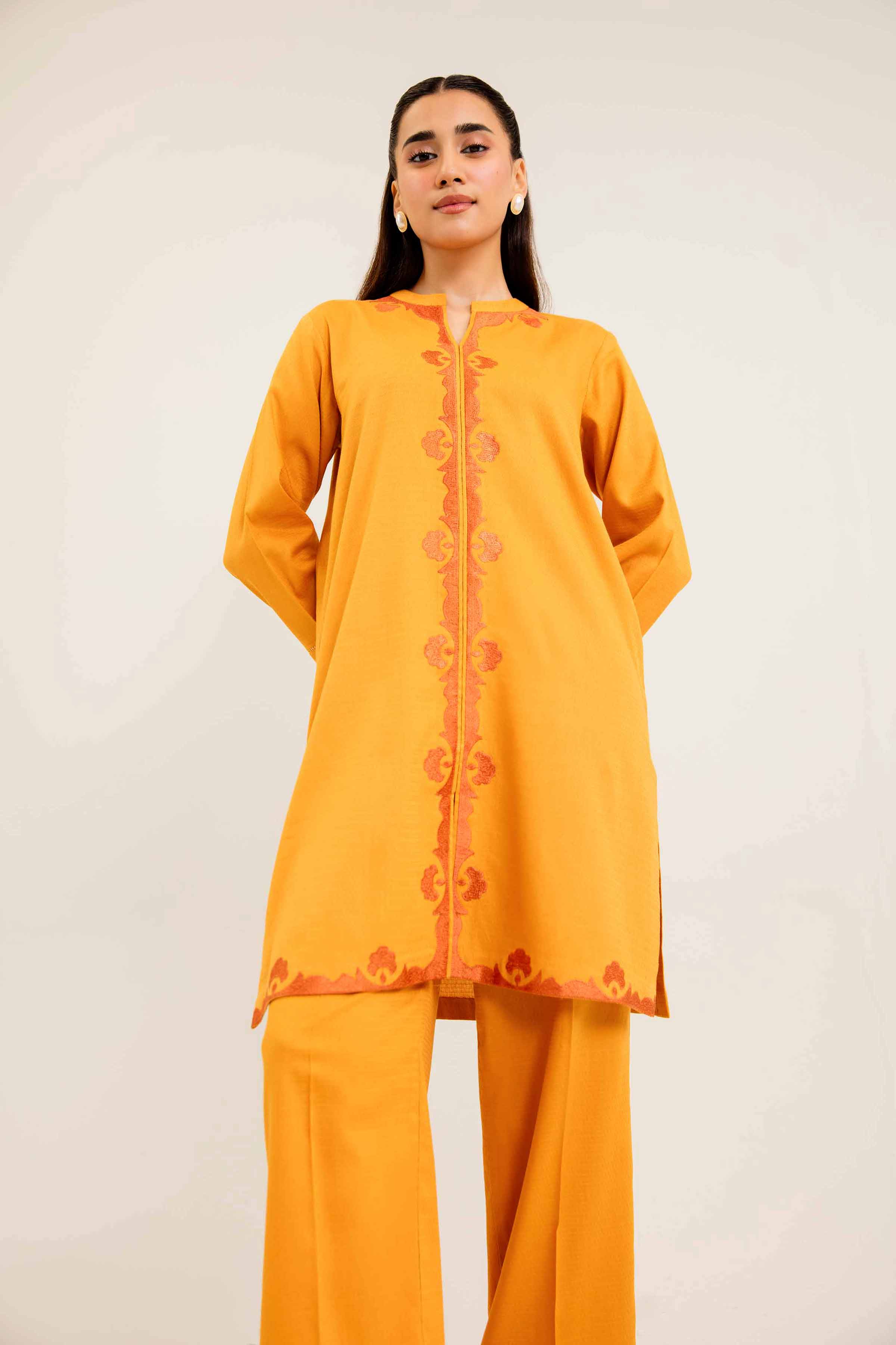 NishatUK - Mustard Embroidered  Dobby 2-piece ready to wear Dress