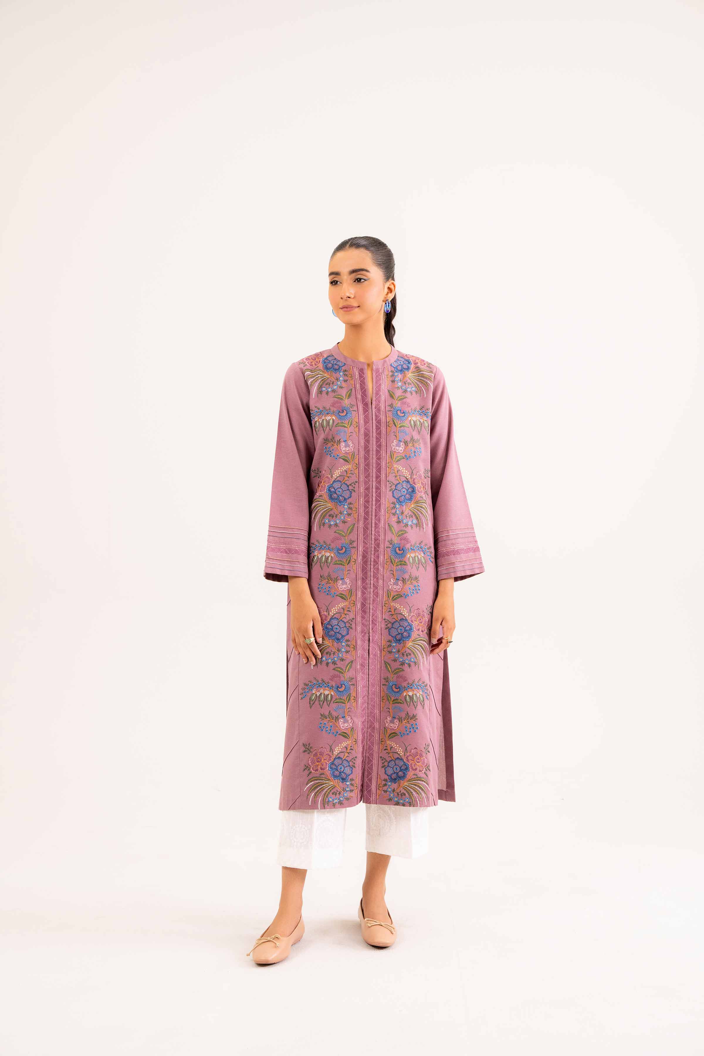 NishatUK - Brown Embroidered   Karandi 1-piece ready to wear Shirt