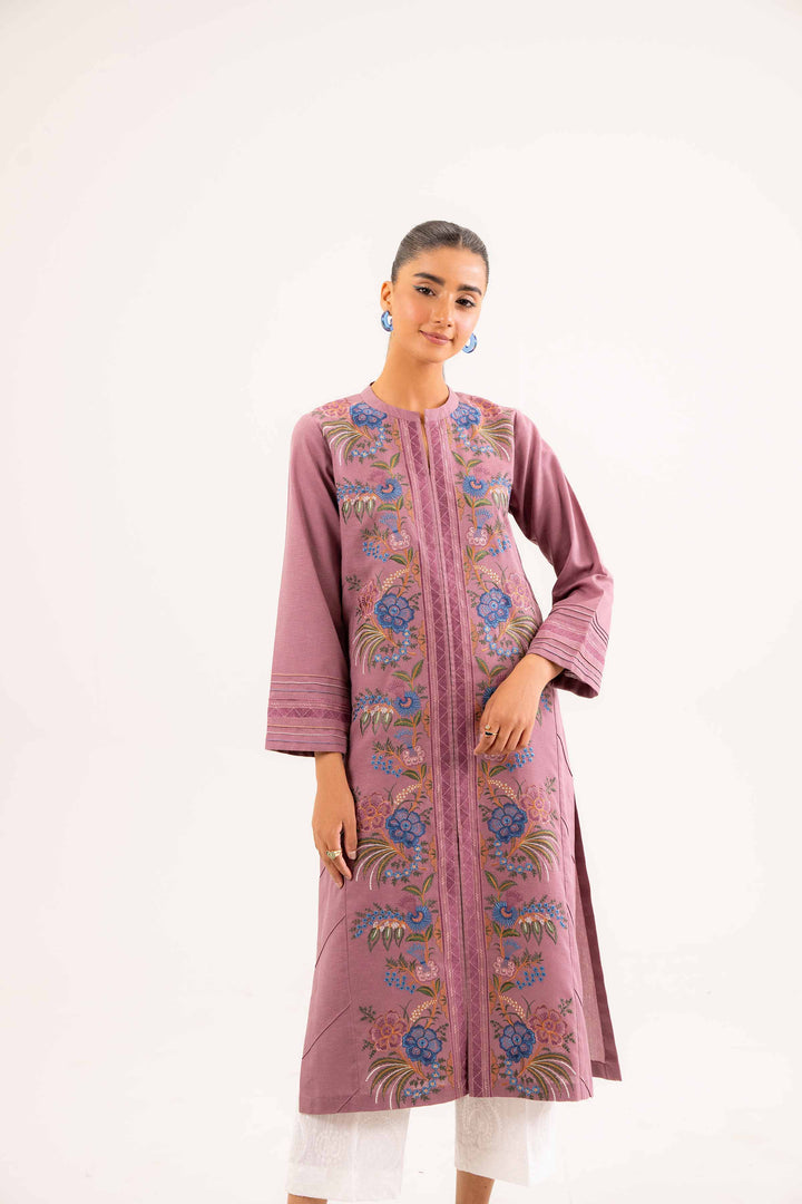 Embroidered Mauve Karandi Shirt