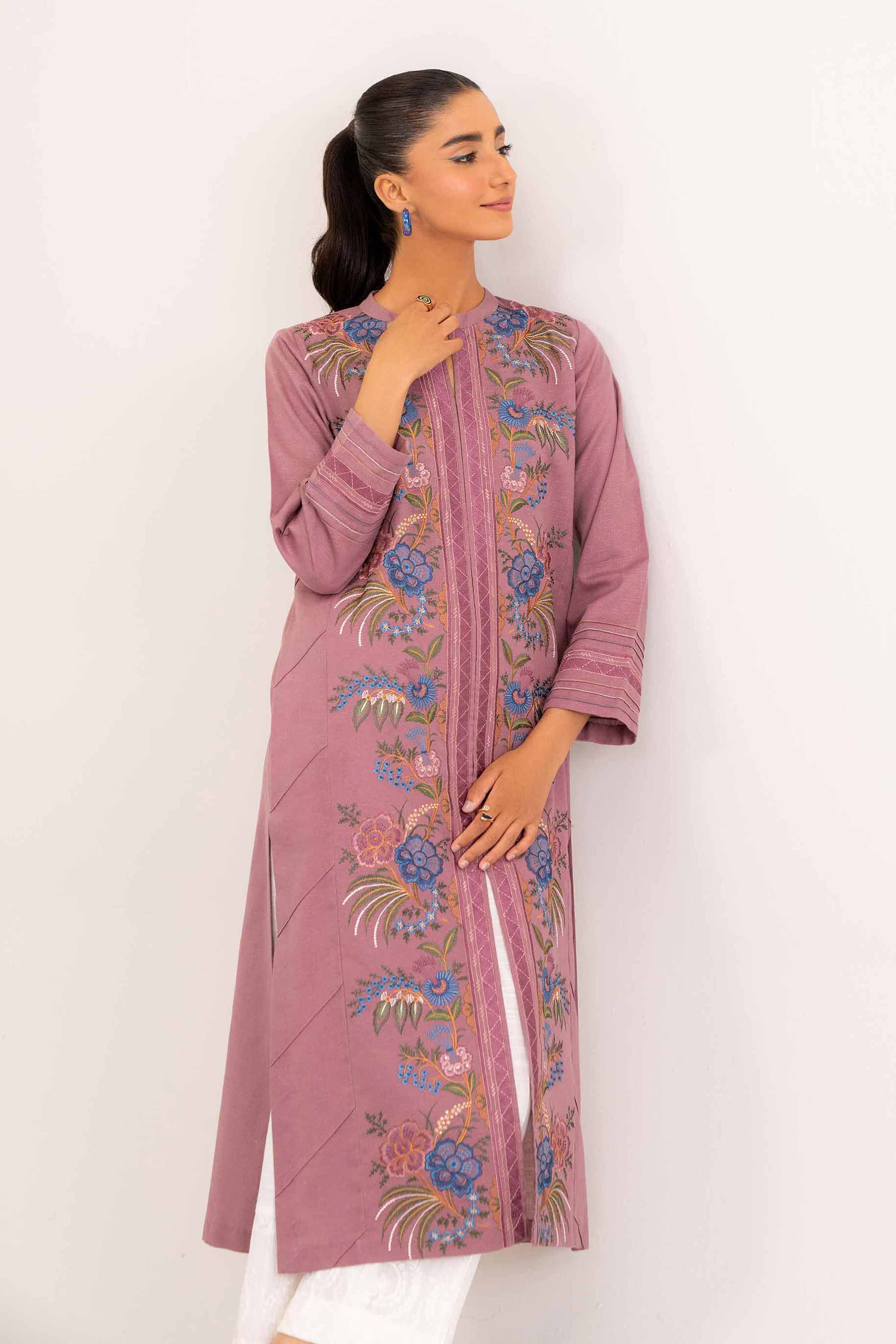 NishatUK - Brown Embroidered   Karandi 1-piece ready to wear Shirt