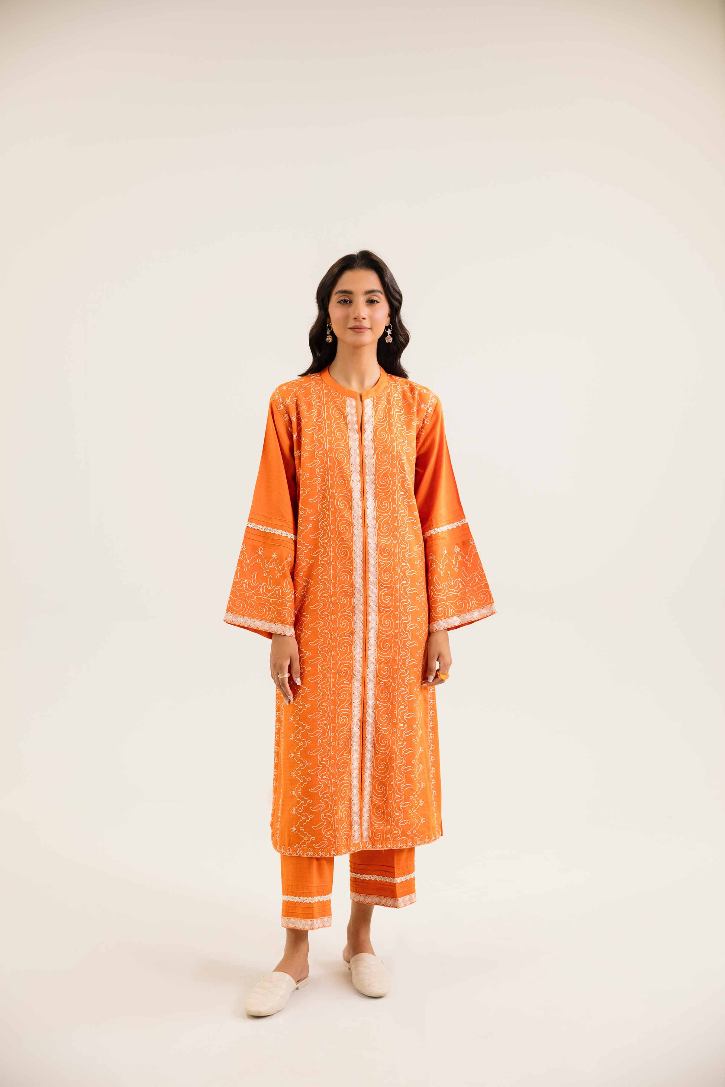 NishatUK - Brown Embroidered  Dobby 2-piece ready to wear Dress