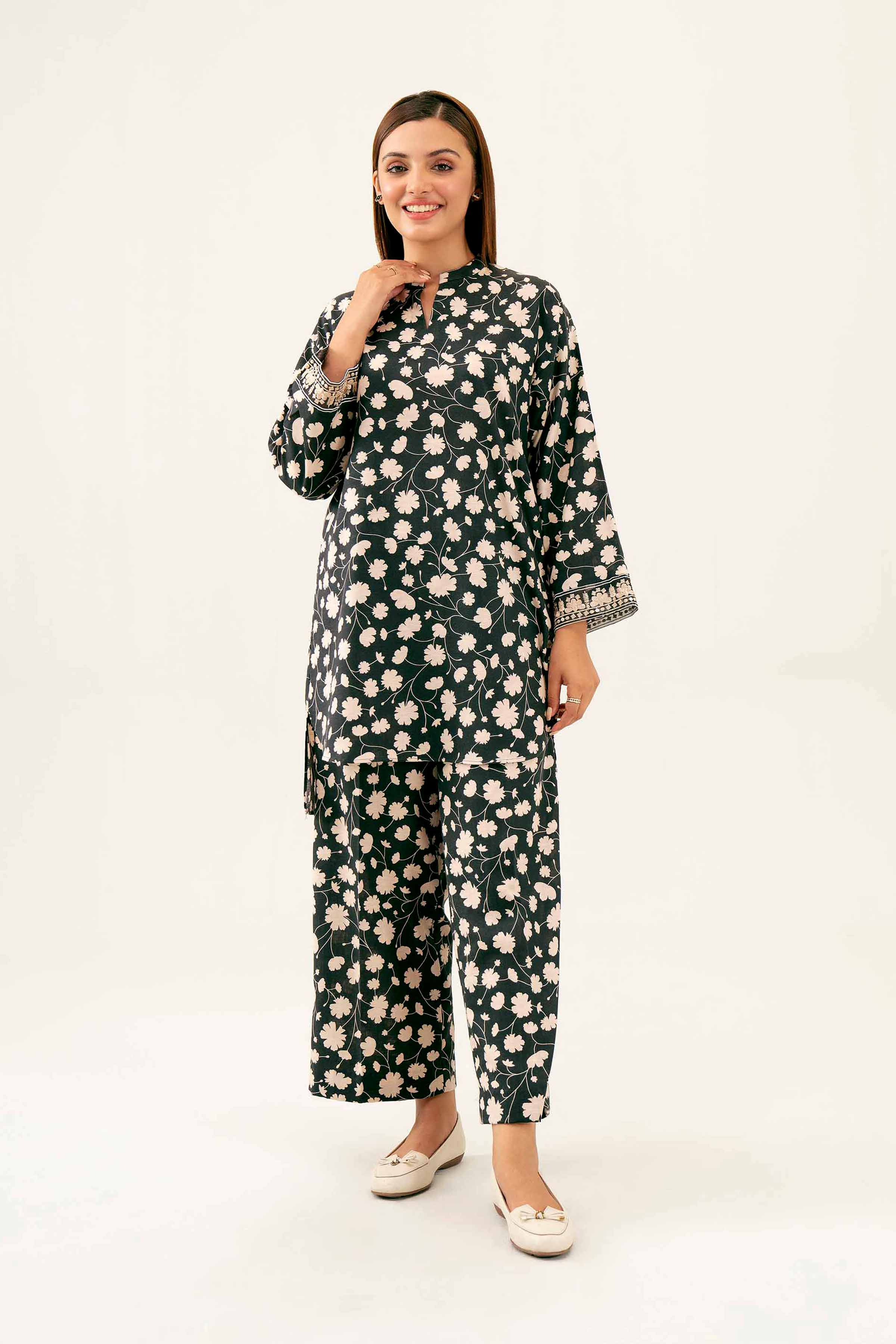 NishatUK - Black Embroidered   Karandi 2-piece ready to wear Dress