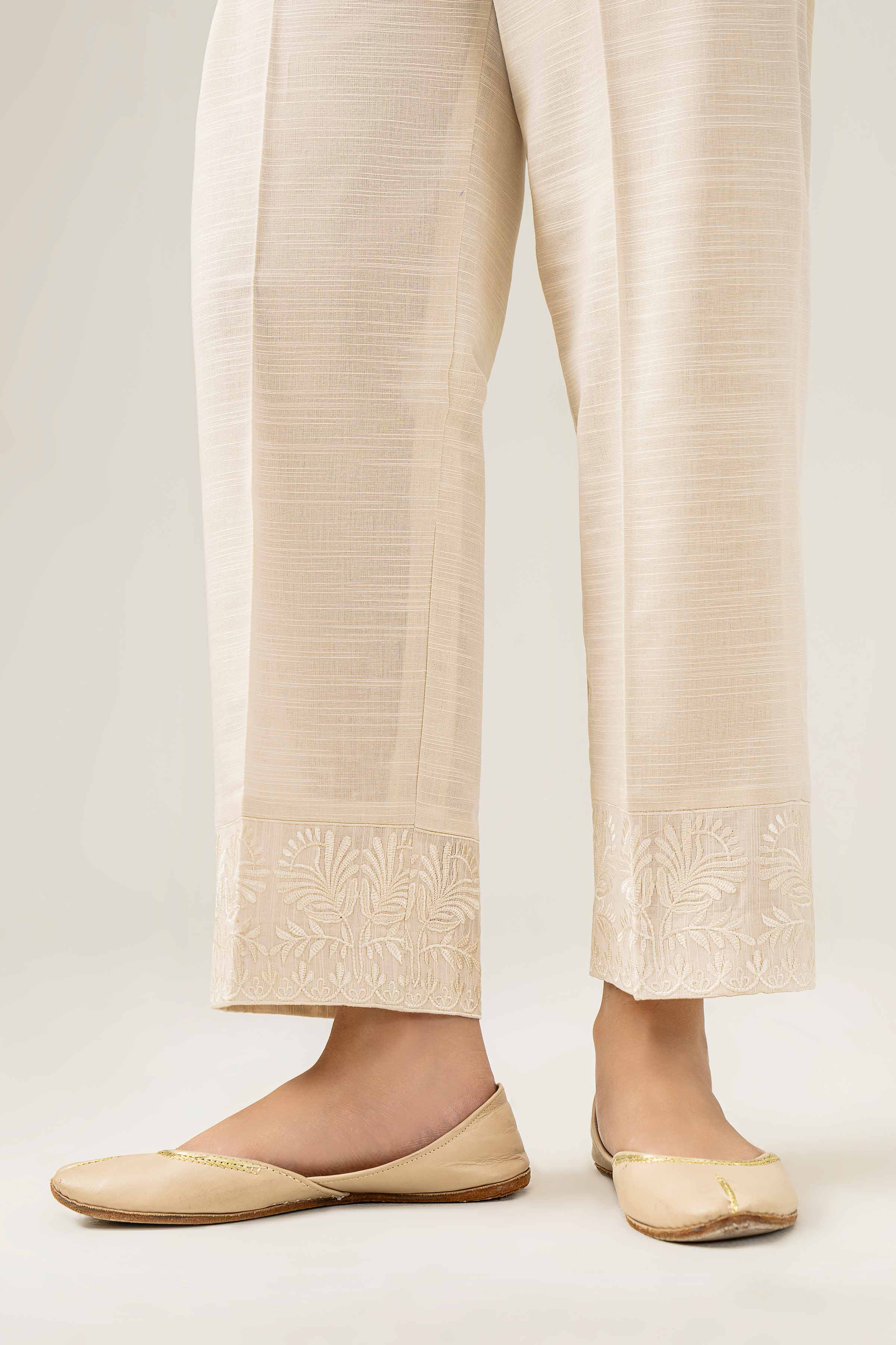 NishatUK - Brown Embroidered  Khaddar 1-piece ready to wear Trouser