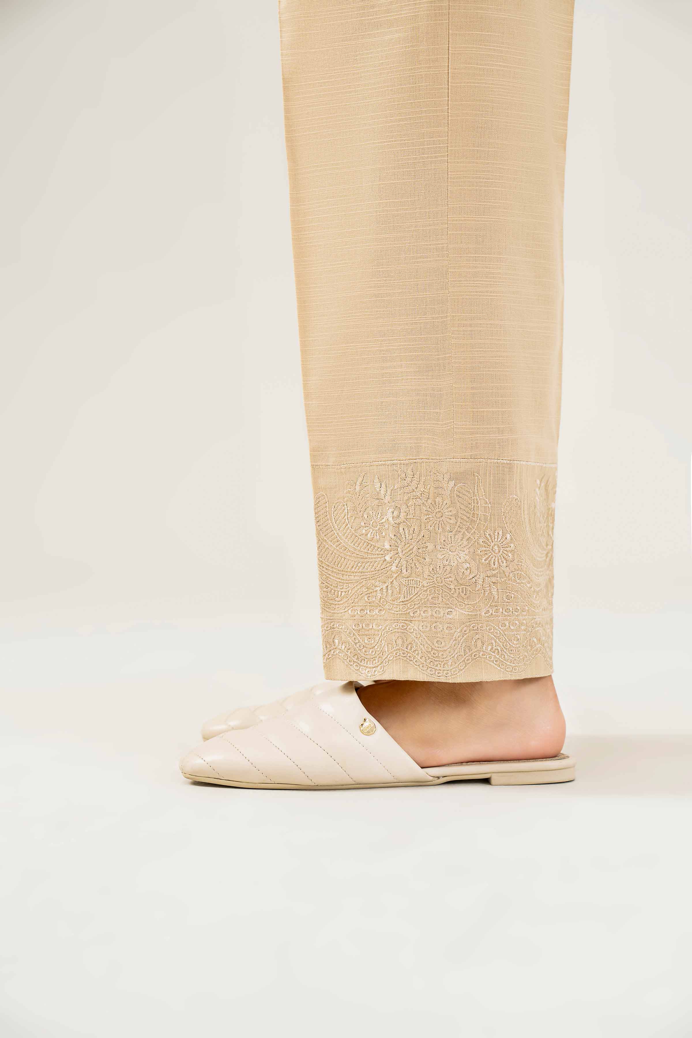 NishatUK - Beige Embroidered  Khaddar 1-piece ready to wear Trouser