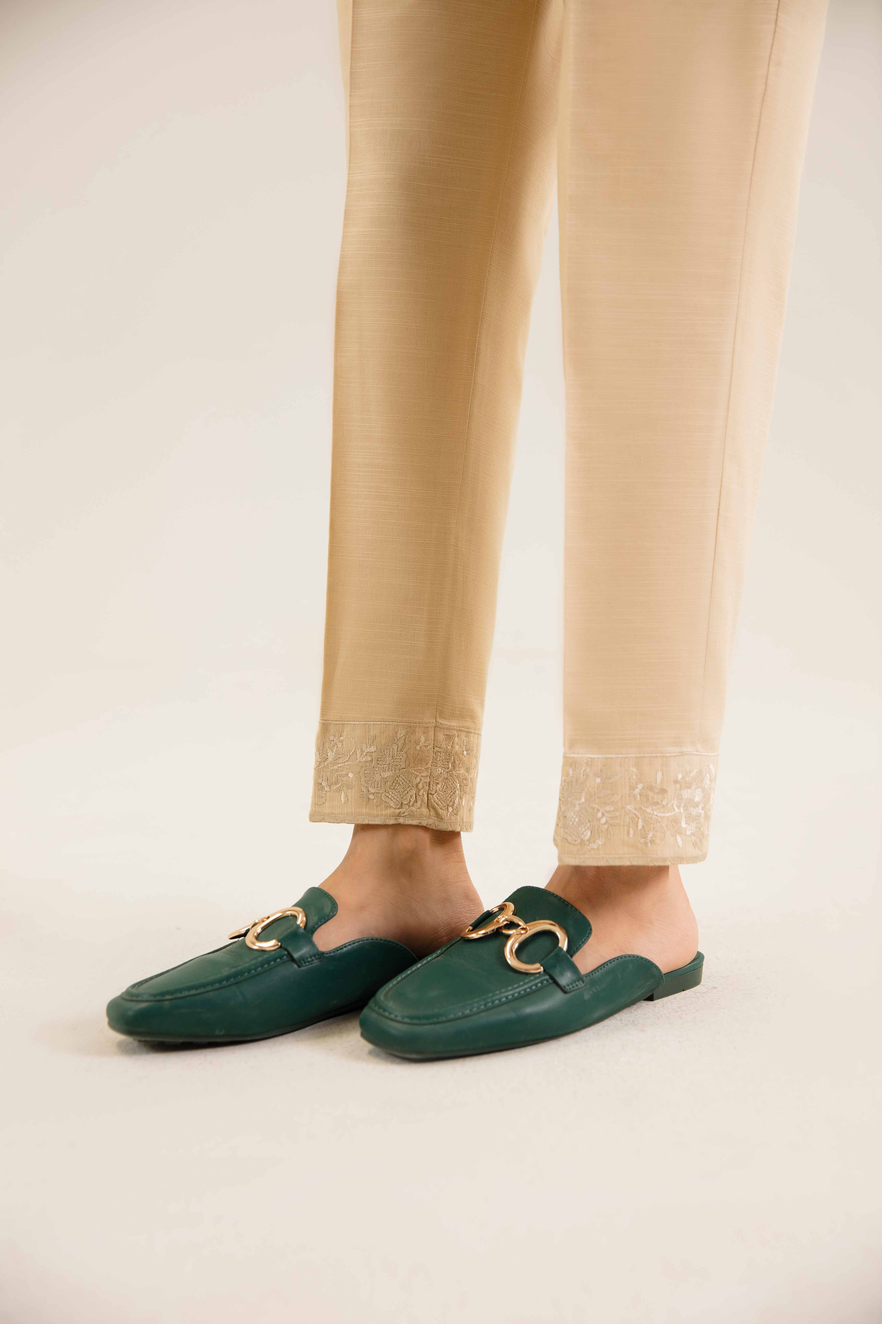 NishatUK - Beige Embroidered  Khaddar 1-piece ready to wear Trouser
