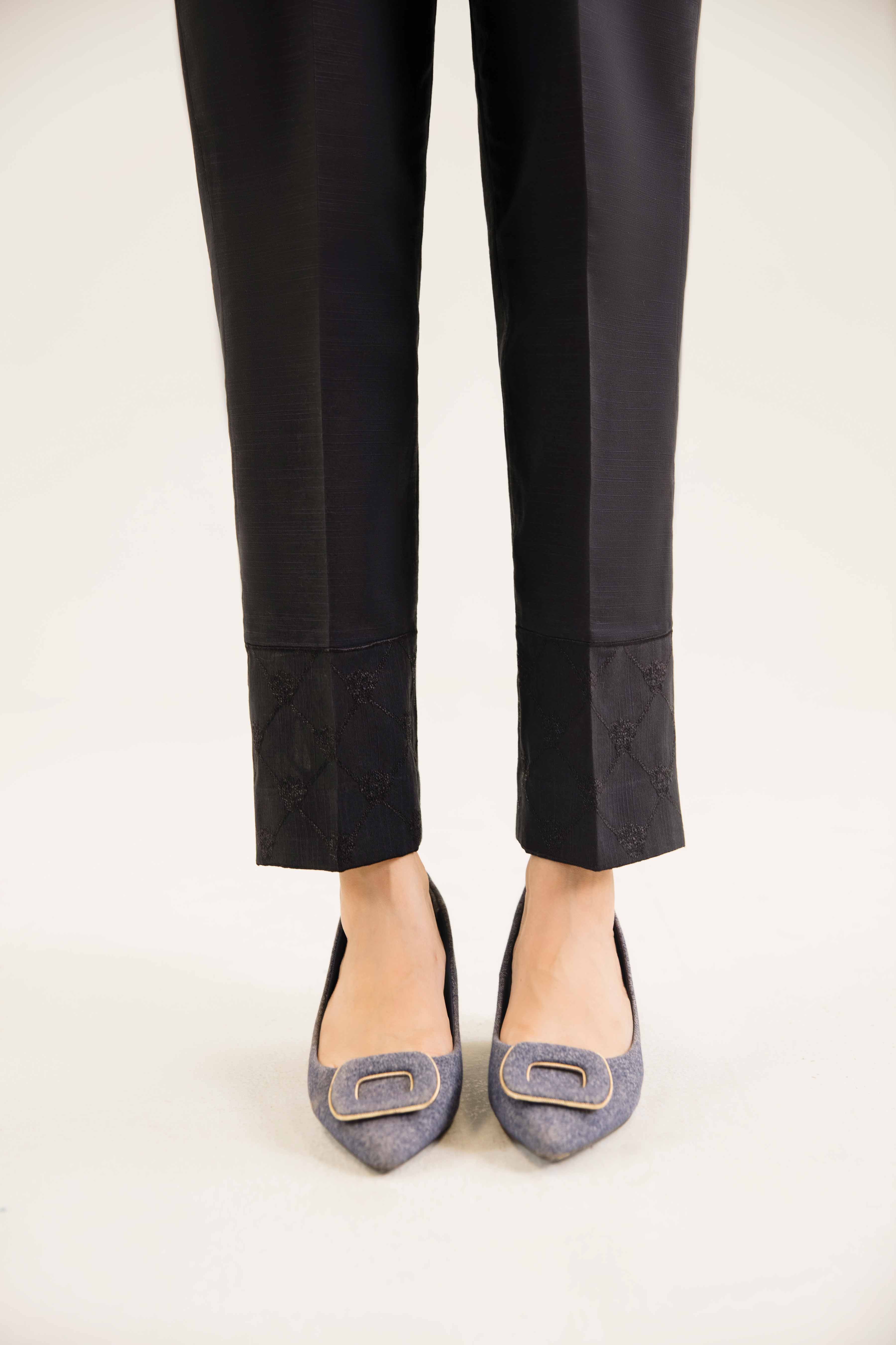 NishatUK - Black Embroidered  Khaddar 1-piece ready to wear Trouser