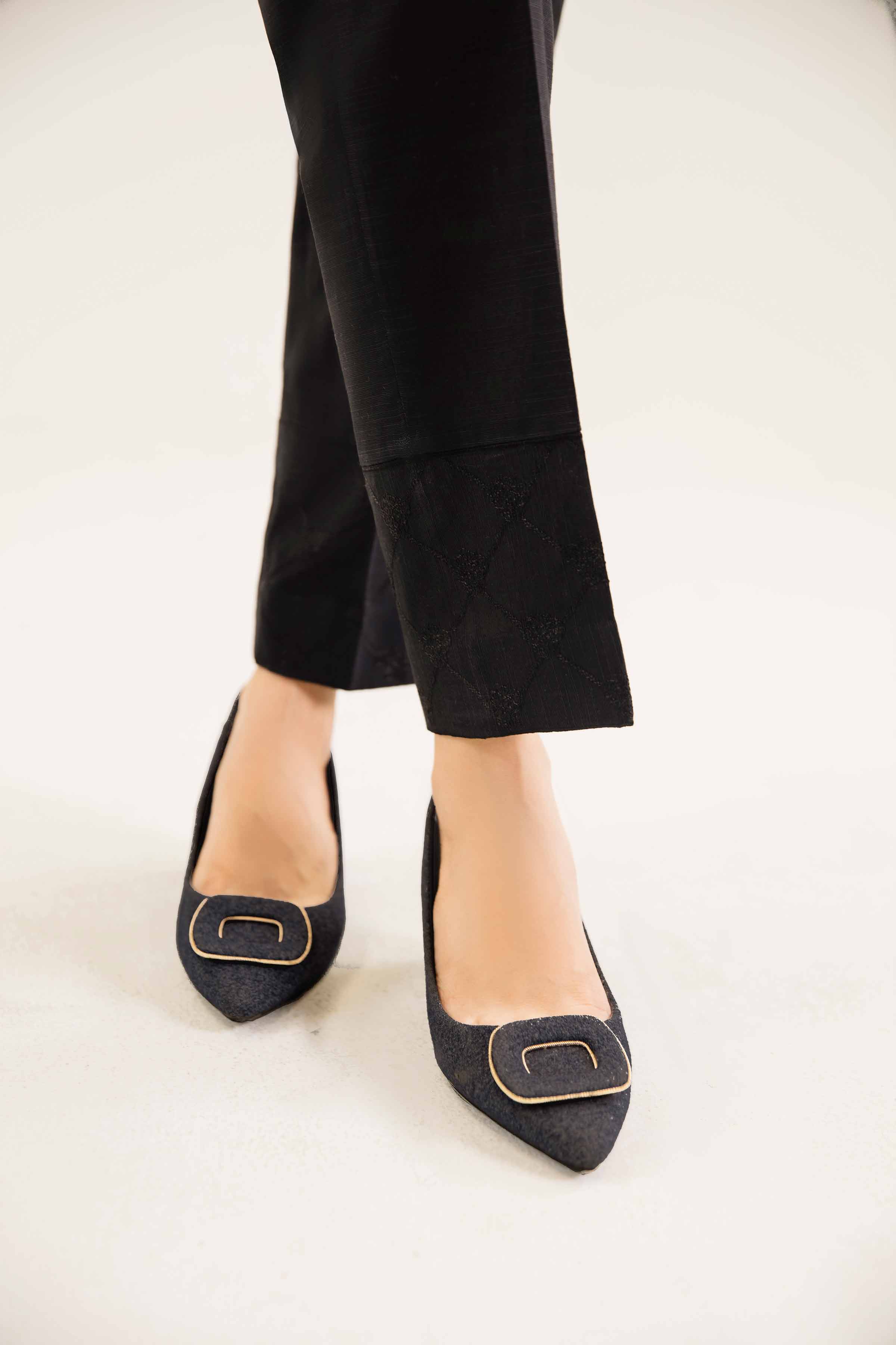 NishatUK - Black Embroidered  Khaddar 1-piece ready to wear Trouser