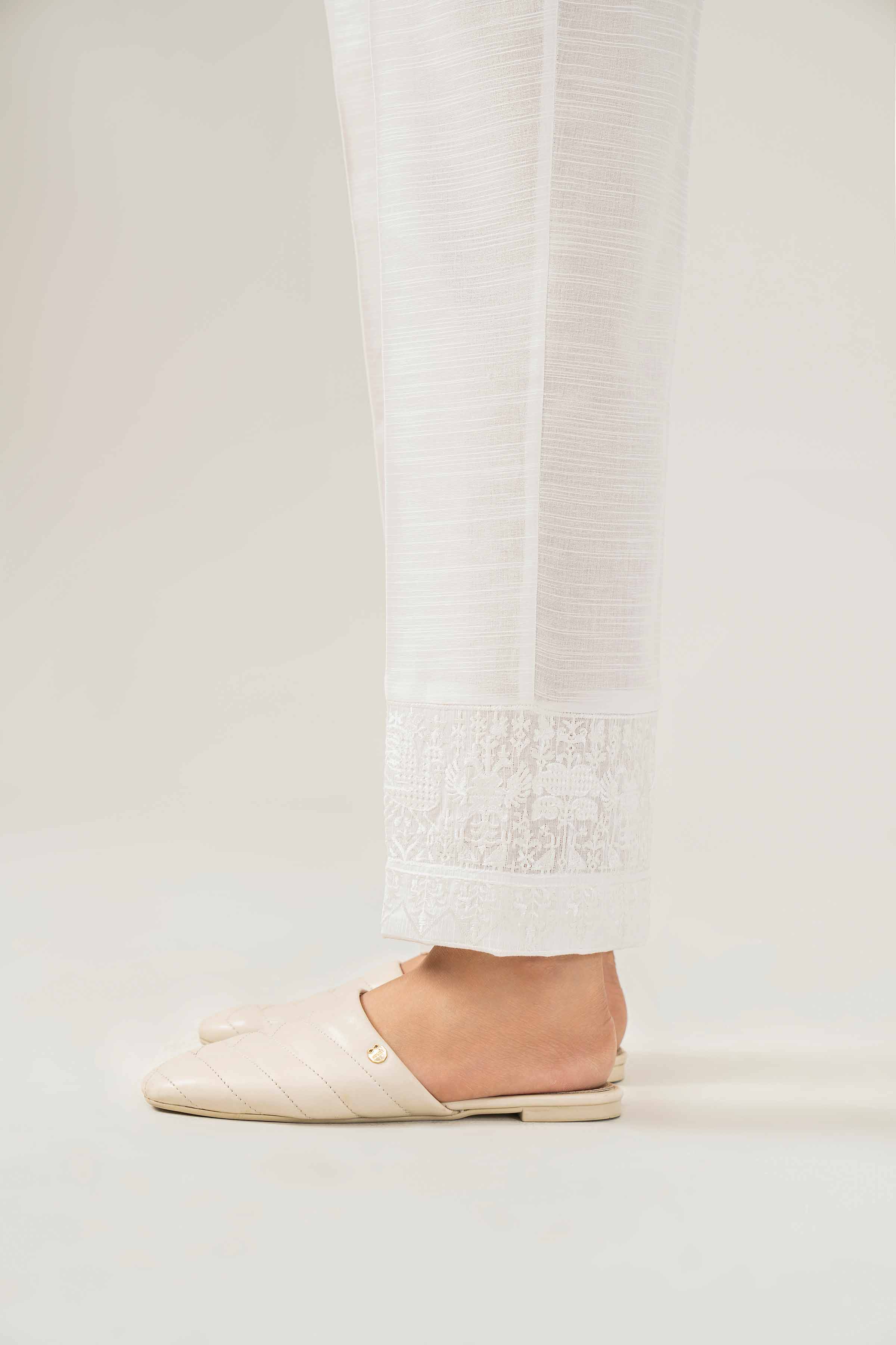 NishatUK - White Embroidered  Khaddar 1-piece ready to wear Trouser