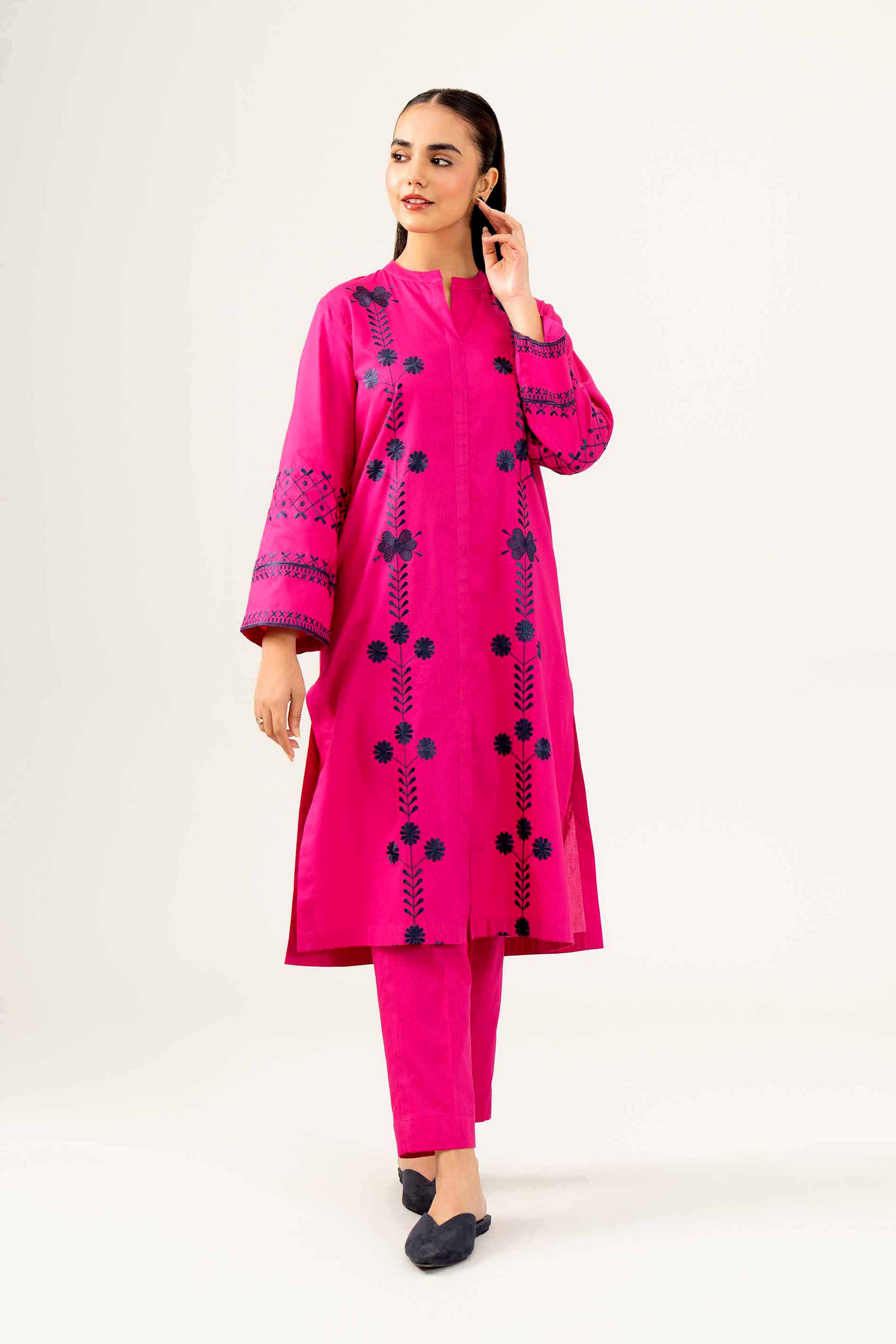 NishatUK - Magenta Embroidered  Dobby 2-piece ready to wear Dress