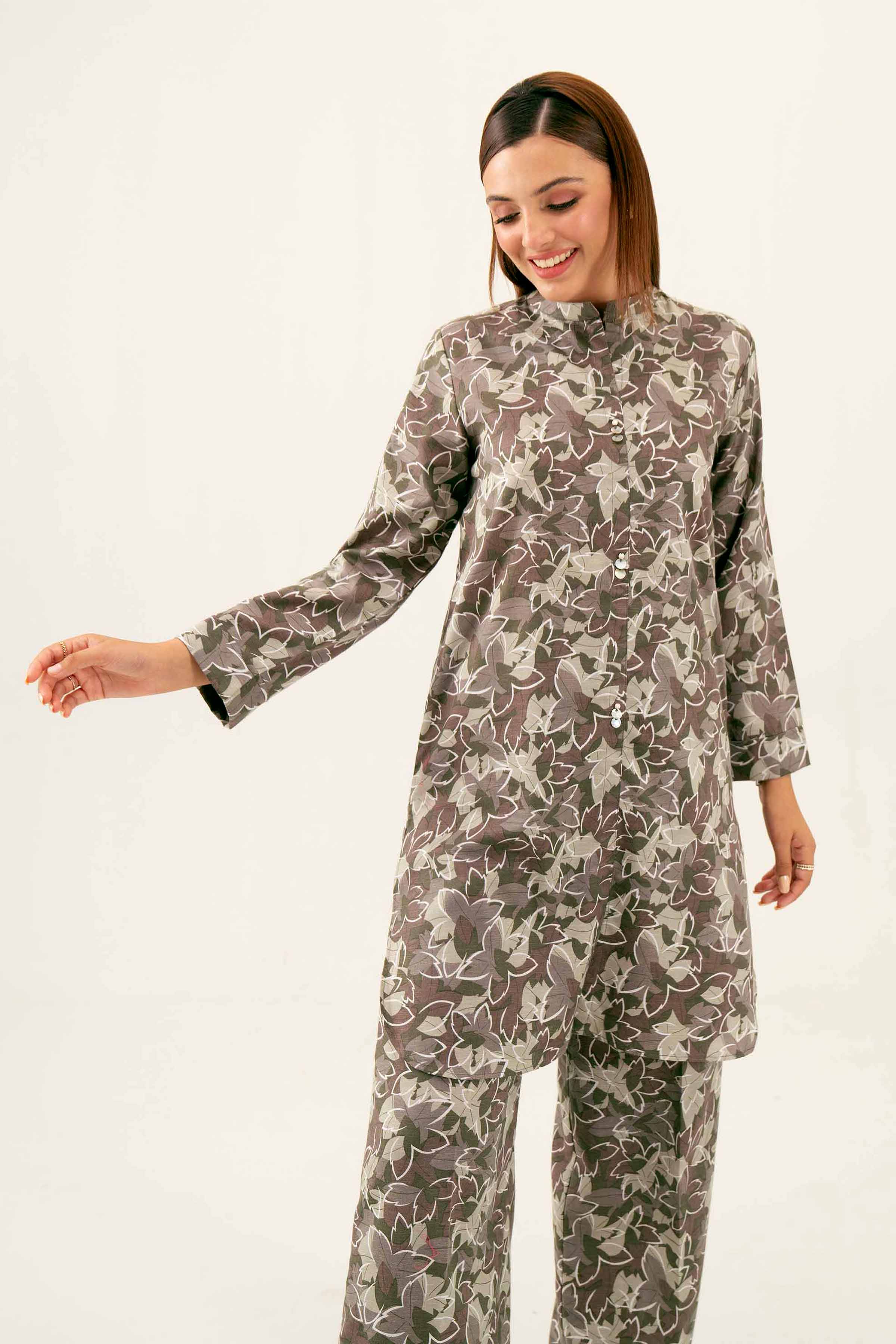NishatUK - Brown Printed  Karandi 2-piece ready to wear Dress