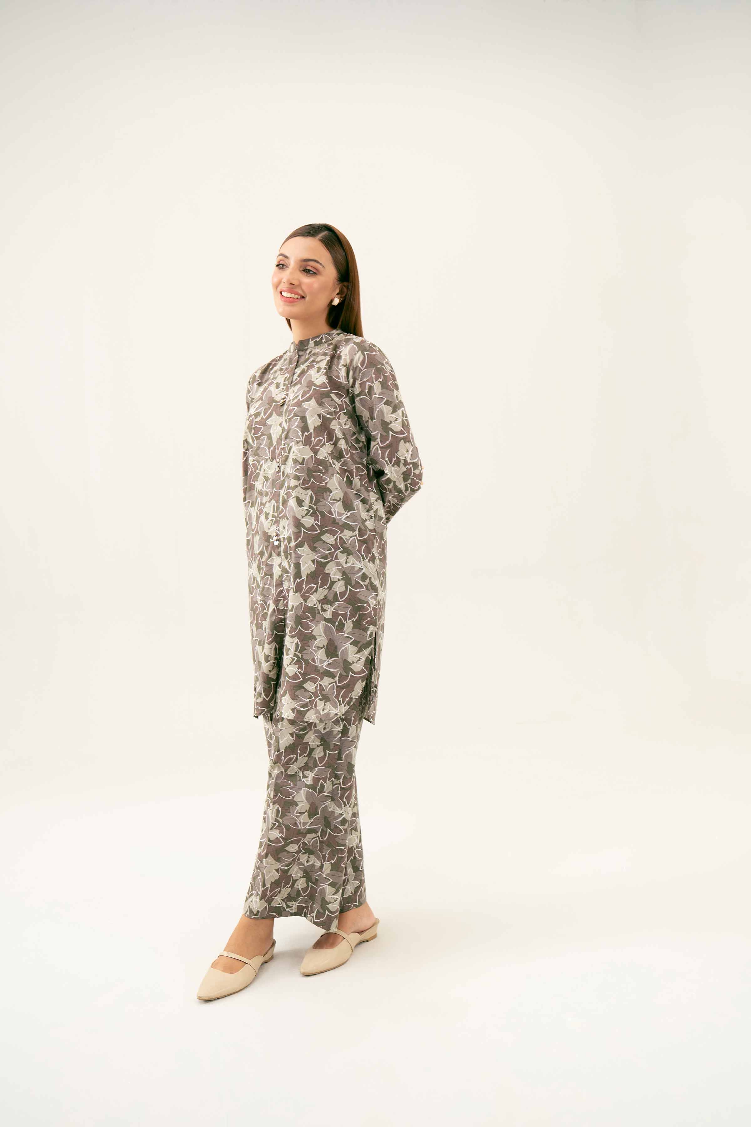 NishatUK - Brown Printed  Karandi 2-piece ready to wear Dress