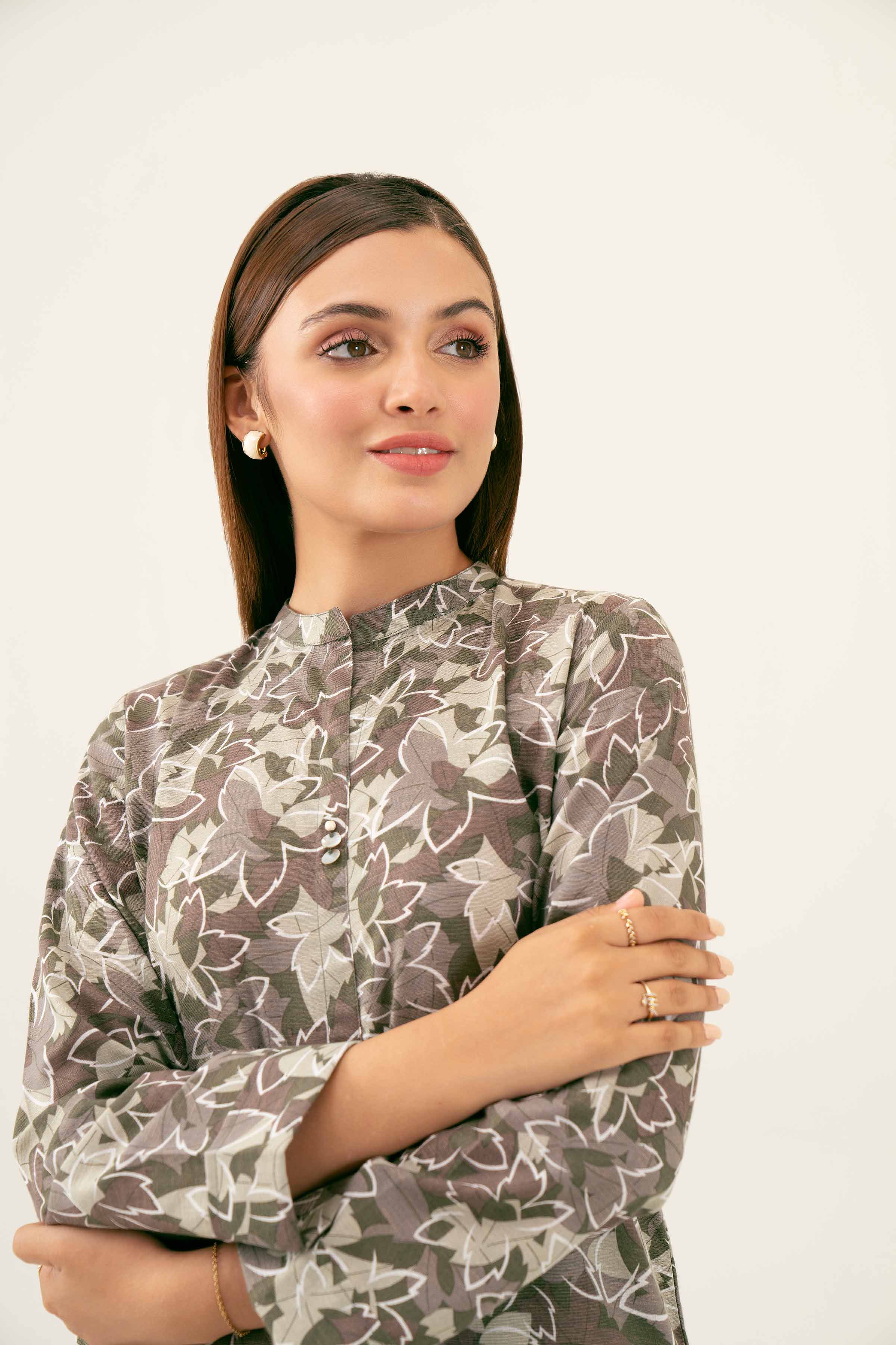 NishatUK - Brown Printed  Karandi 2-piece ready to wear Dress