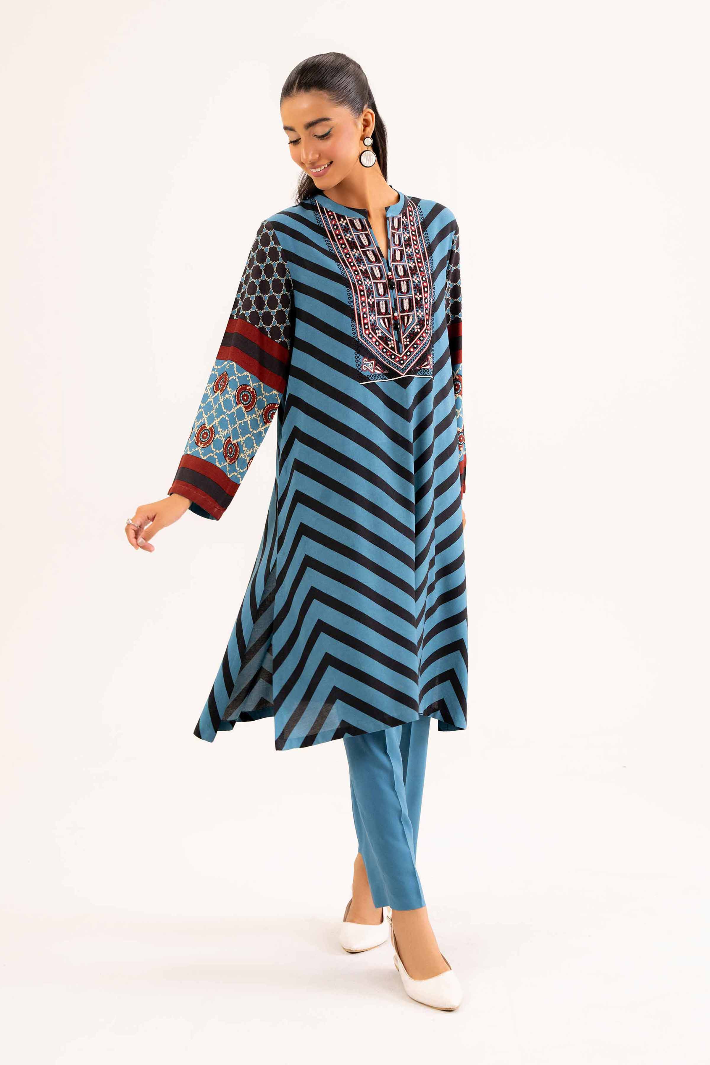 NishatUK - Brown Embroidered  Linen 2-piece ready to wear Dress